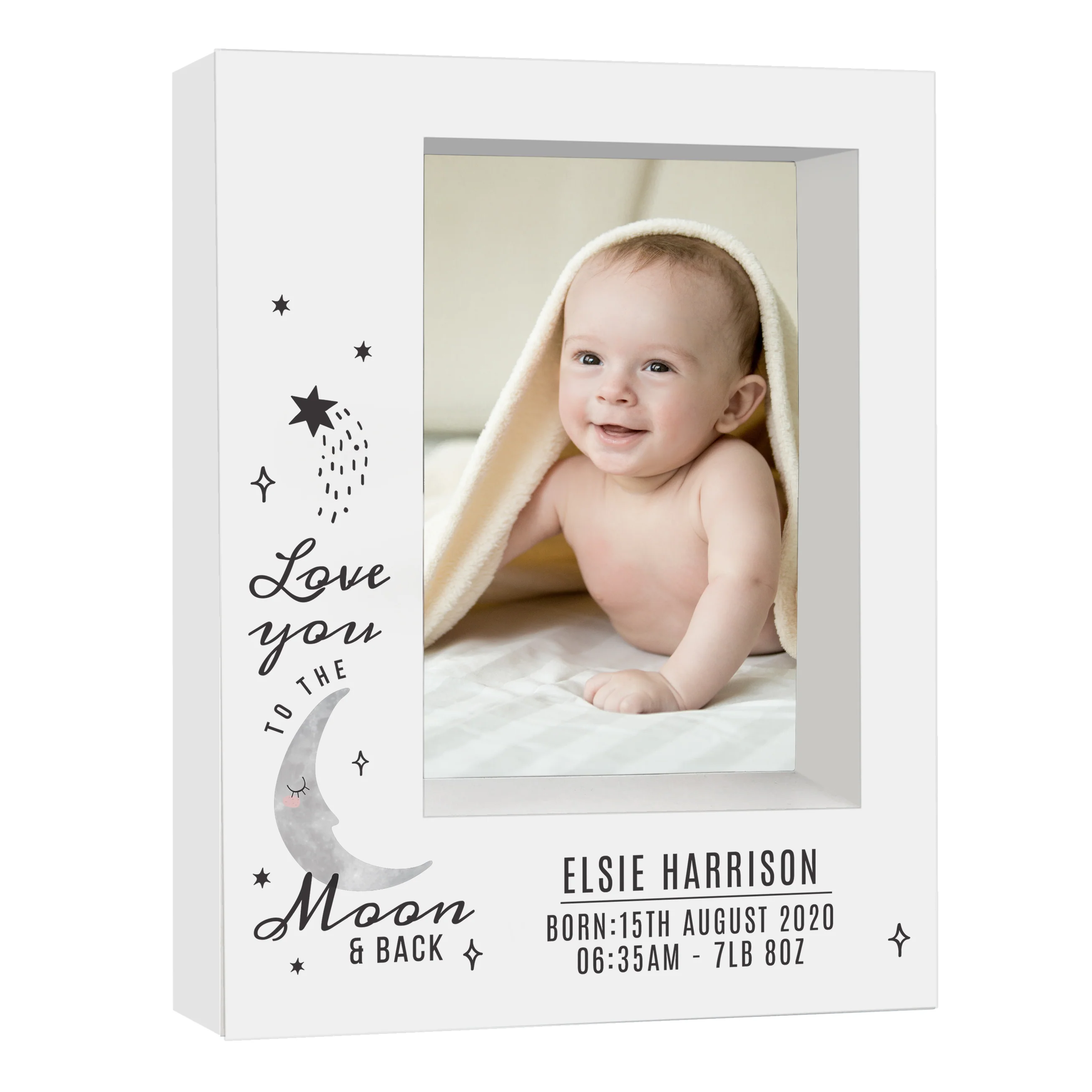 Personalised Baby To The Moon and Back 5x7 Box Photo Frame - Image 2