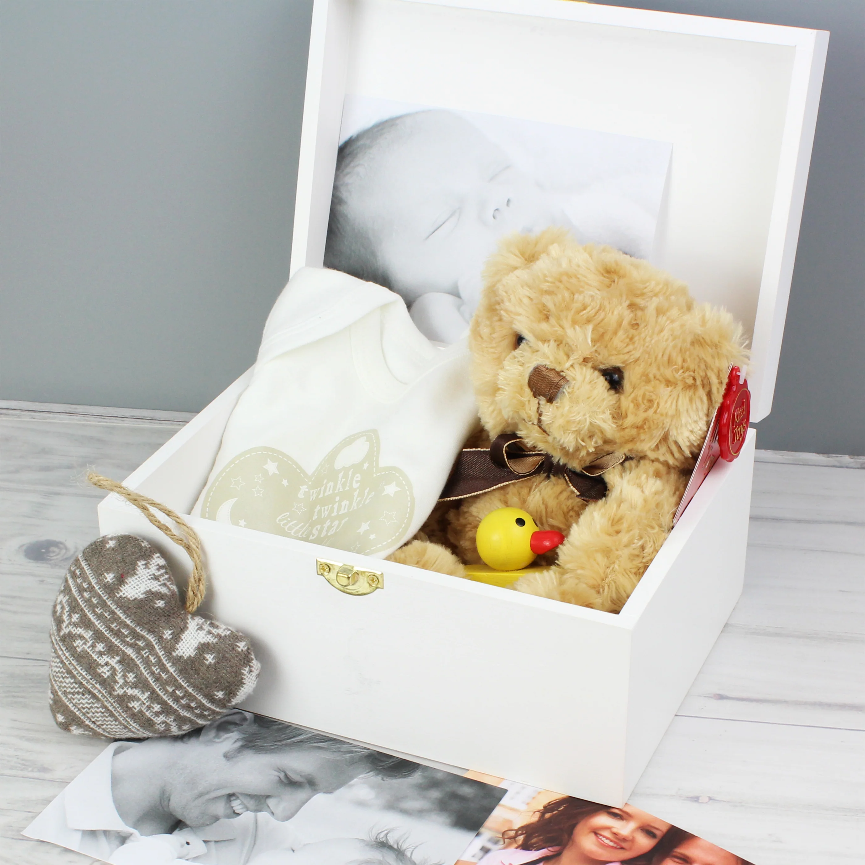 Personalised Baby To The Moon and Back White Wooden Keepsake Box - Image 3