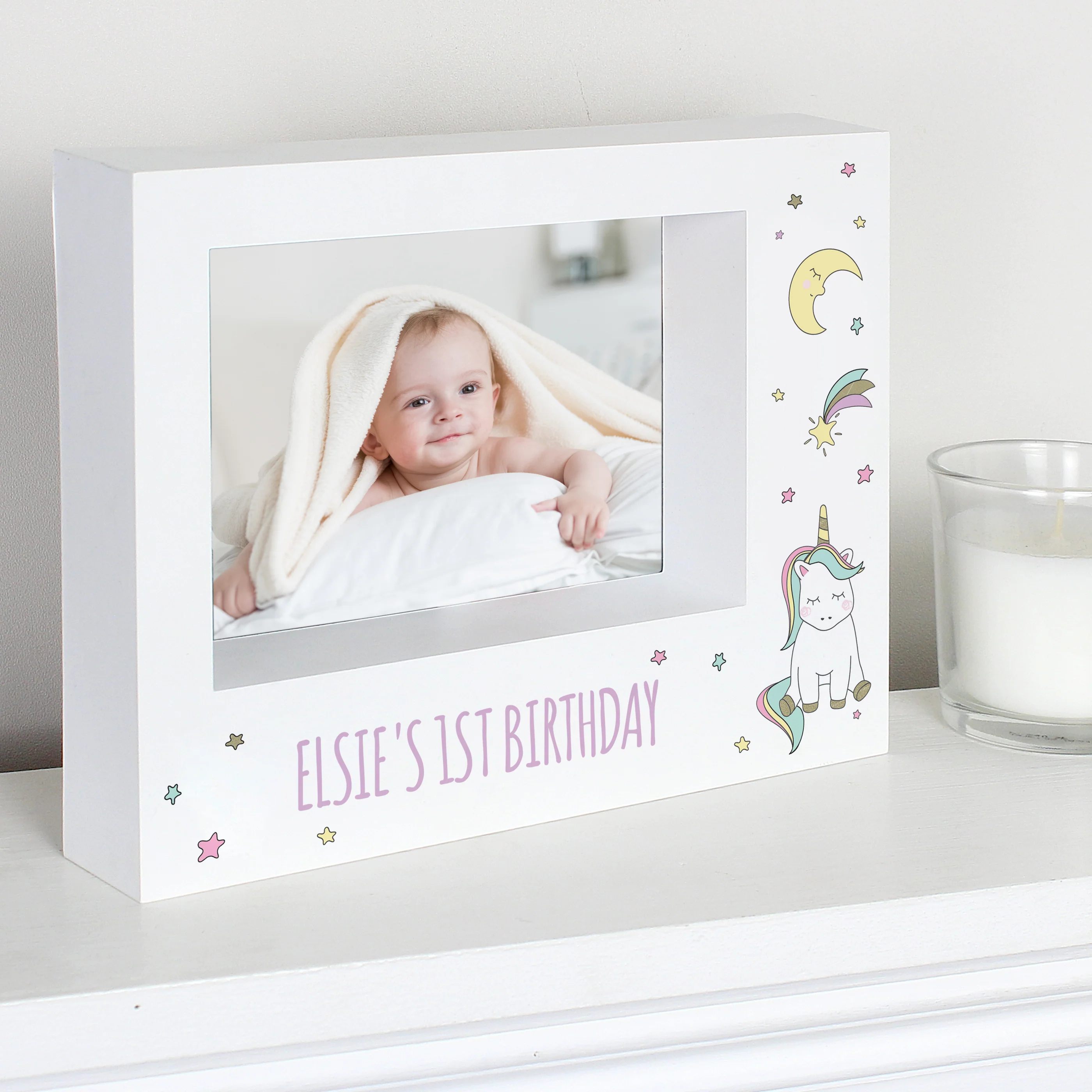 Personalised Baby Unicorn 5x7 Landscape Box Photo Frame - Image 6