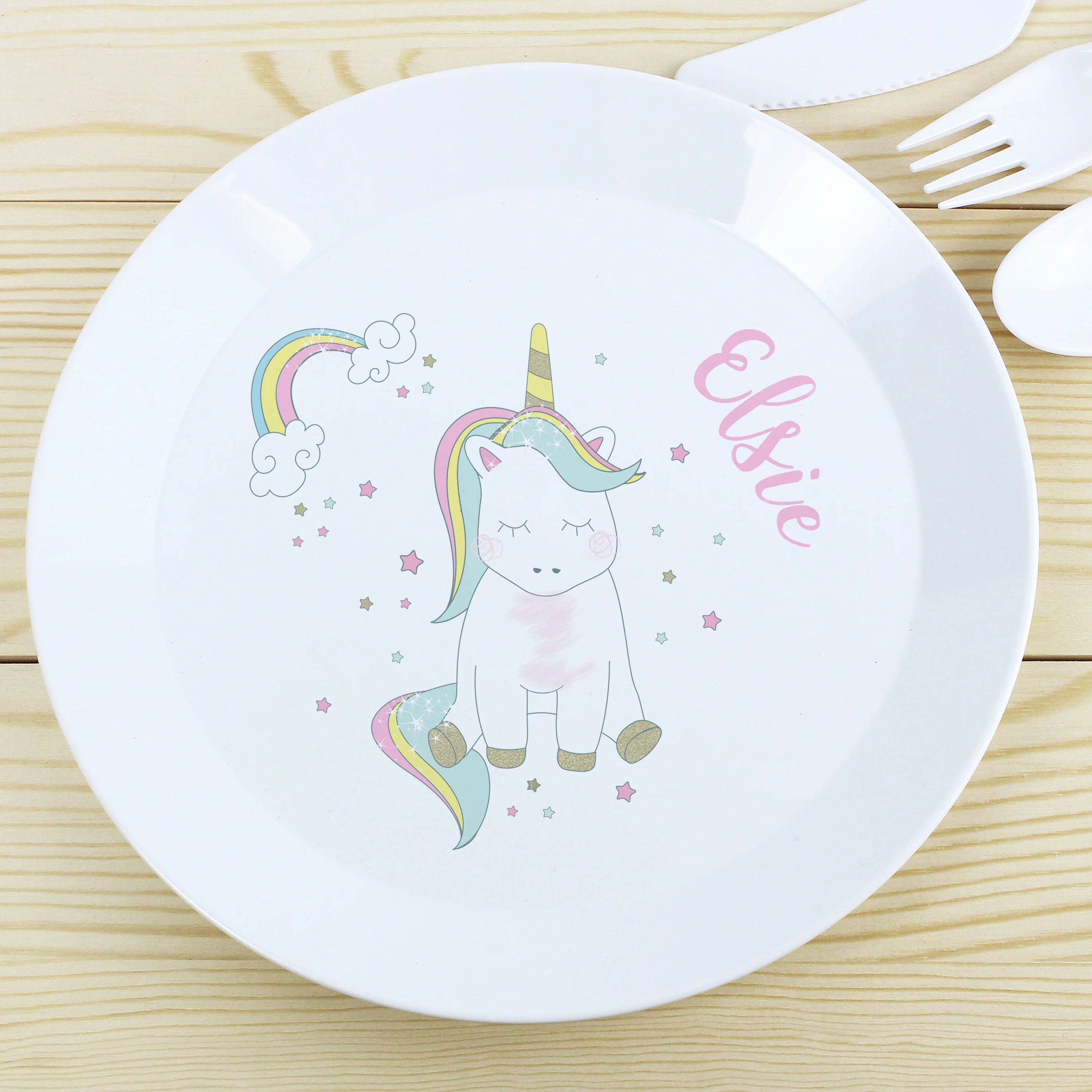 Personalised Baby Unicorn Plastic Plate - Image 3