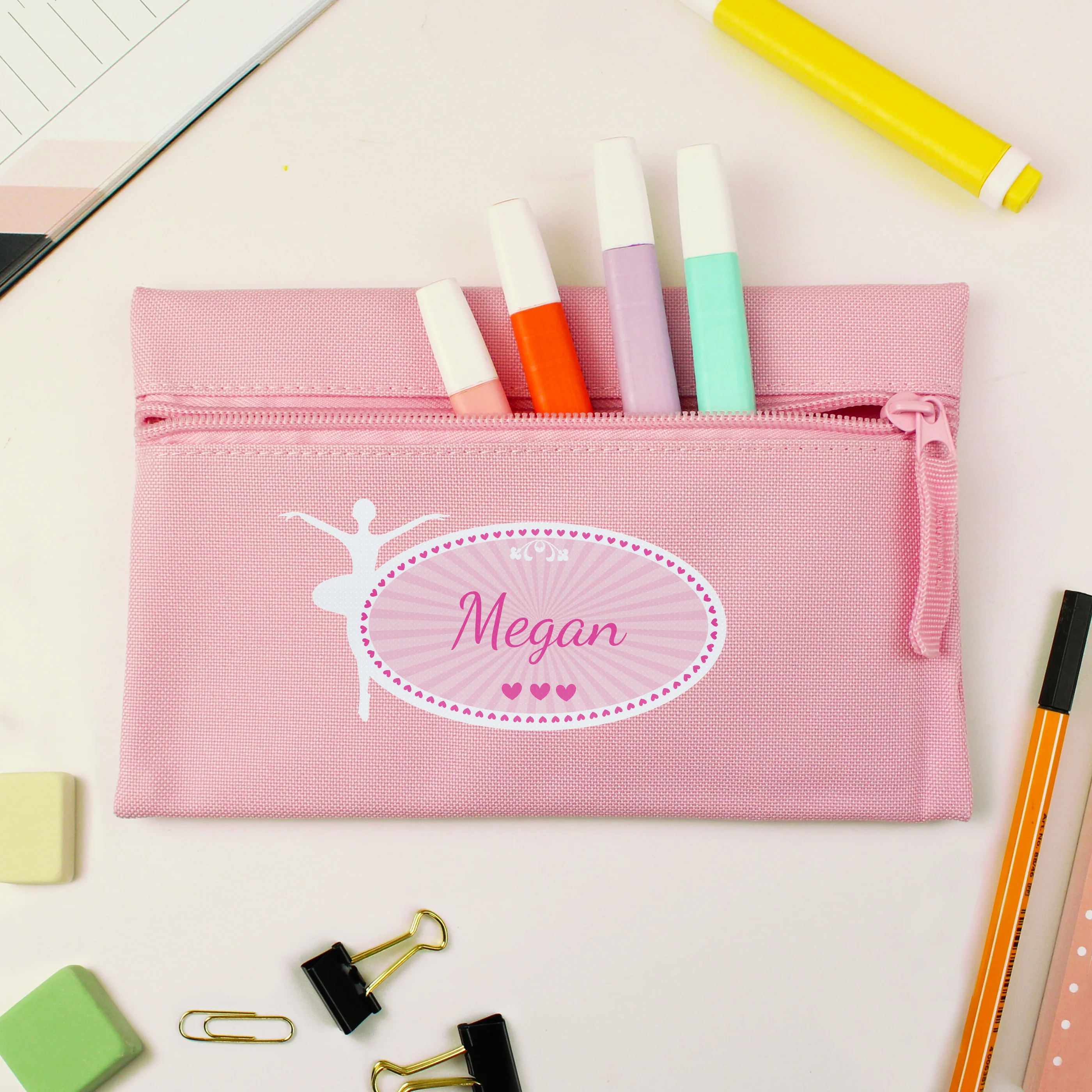 Personalised Ballerina Pink Pencil Case - Image 3