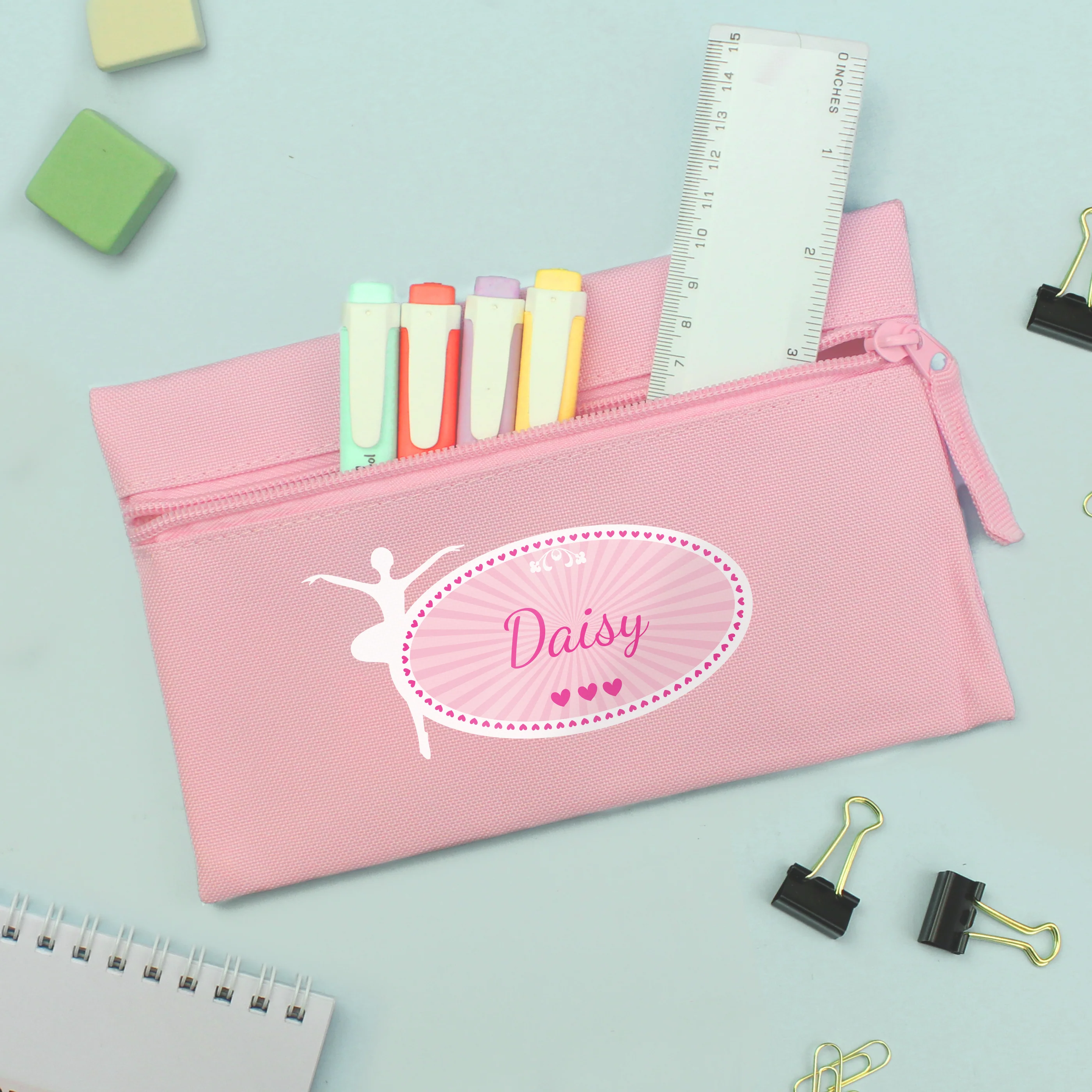 Personalised Ballerina Pink Pencil Case - Image 4