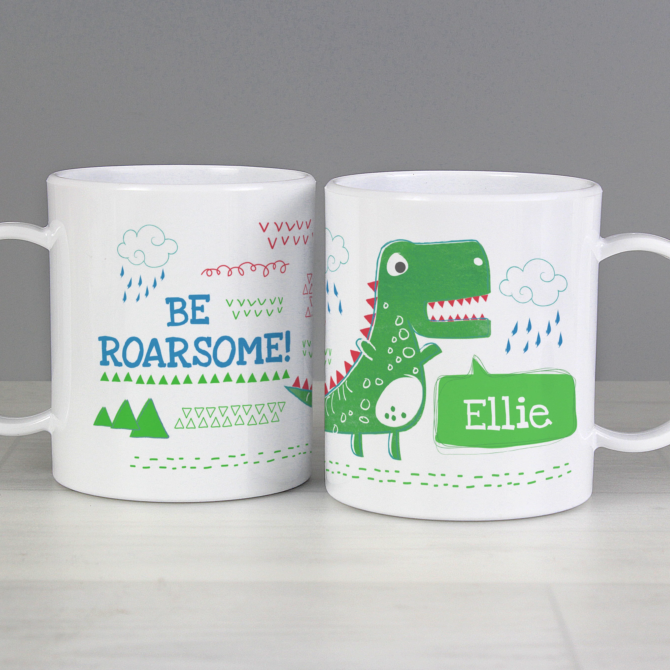 Personalised Be Roarsome Dinosaur Plastic Mug - Image 3