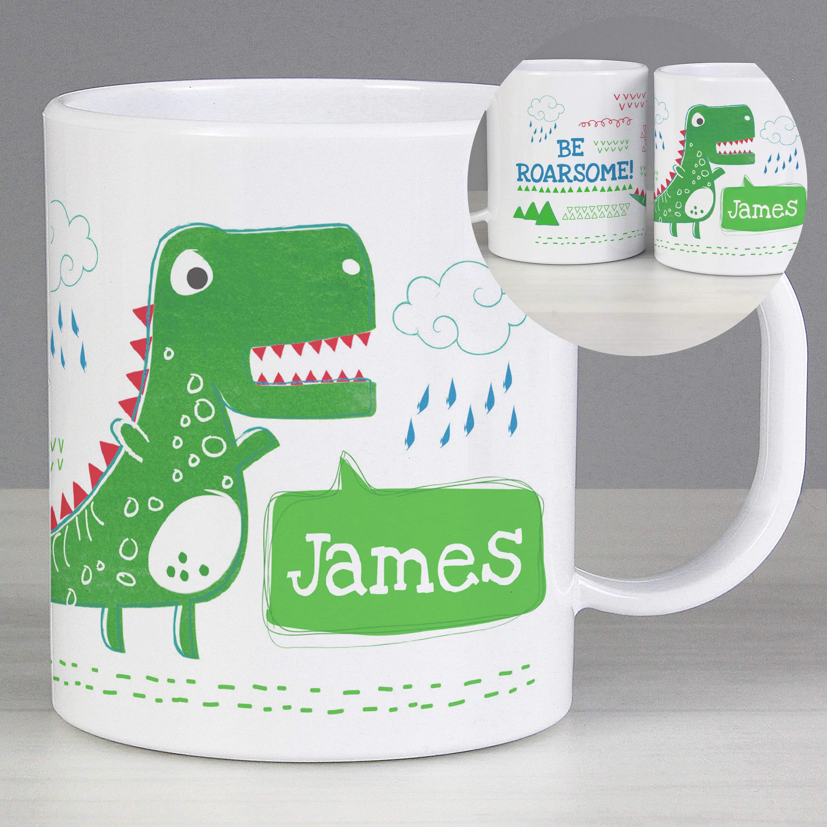Personalised Be Roarsome Dinosaur Plastic Mug - Image 5