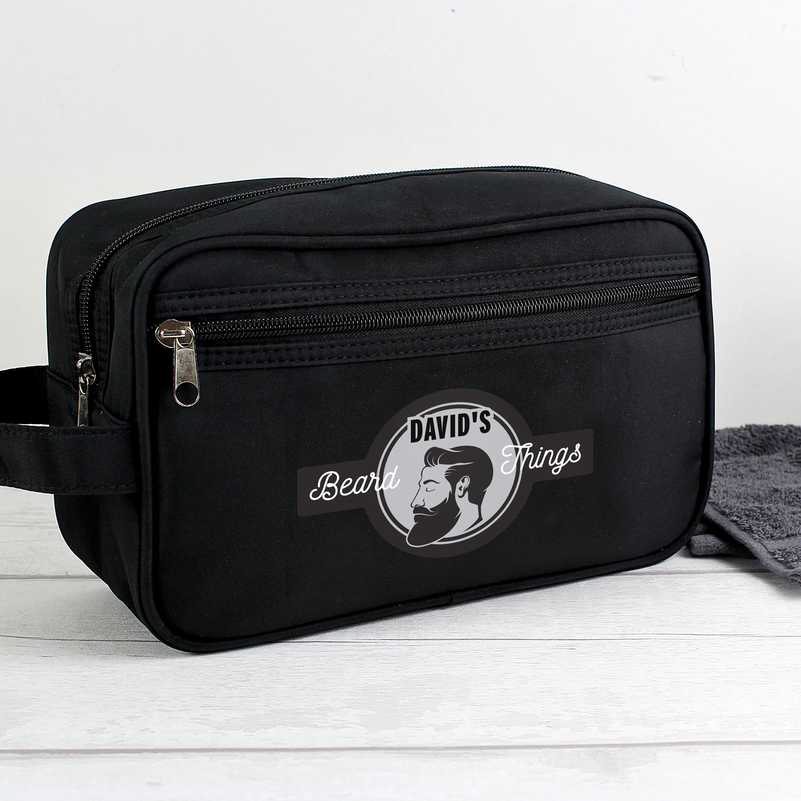 Personalised Beard Things Black Toiletry Bag - Image 3