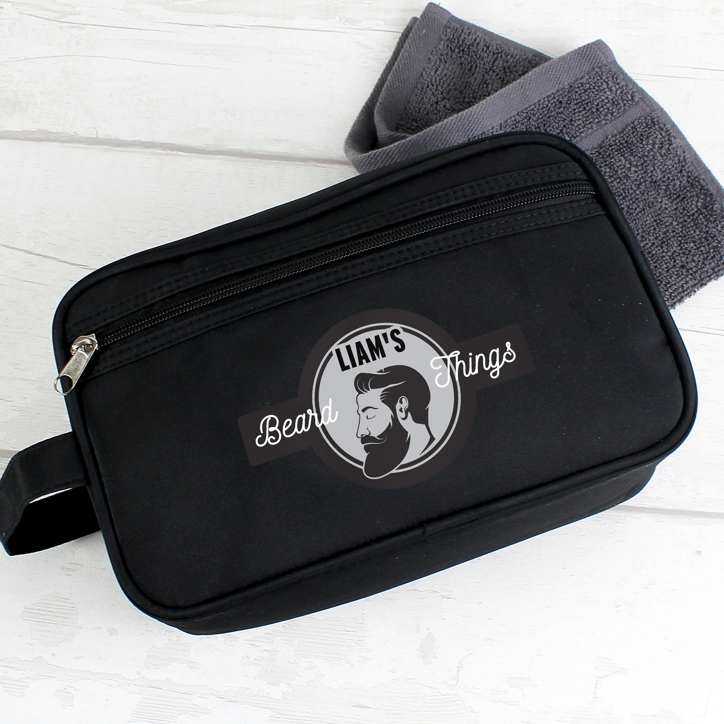 Personalised Beard Things Black Toiletry Bag - Image 4
