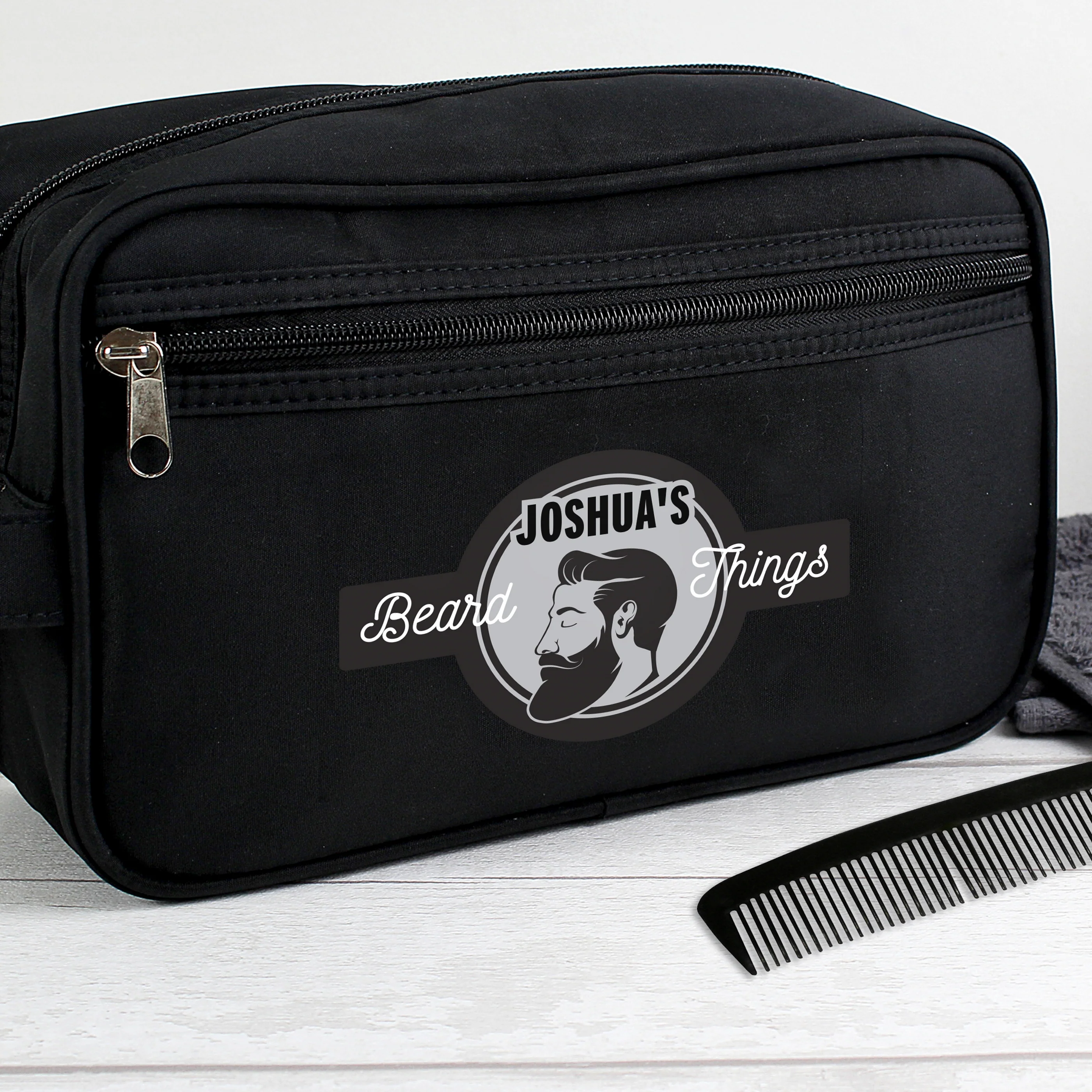Personalised Beard Things Black Toiletry Bag - Image 6