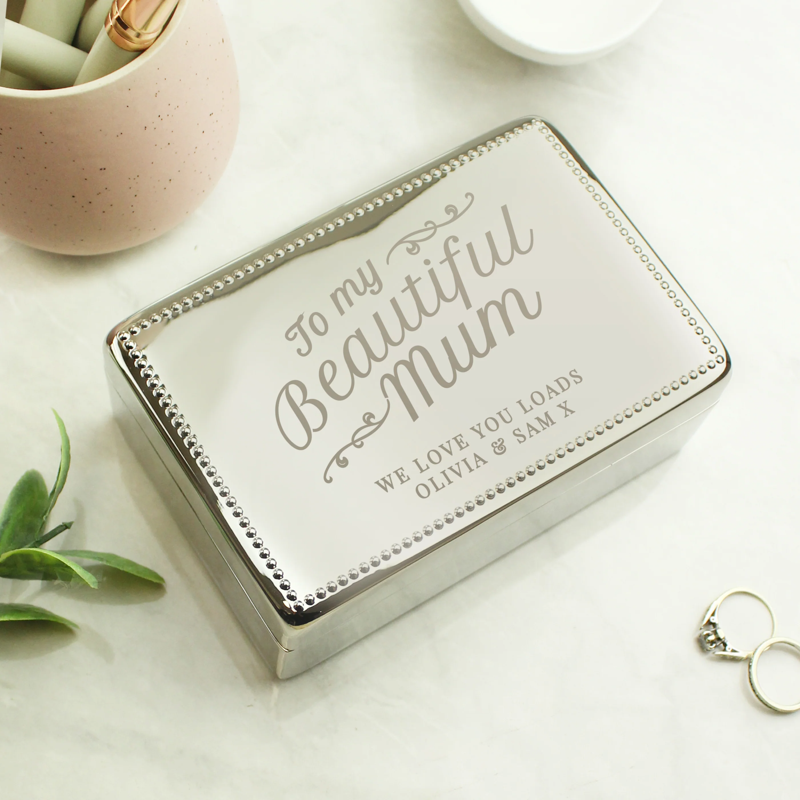 Personalised Beautiful Mum Rectangular Jewellery Box - Image 3