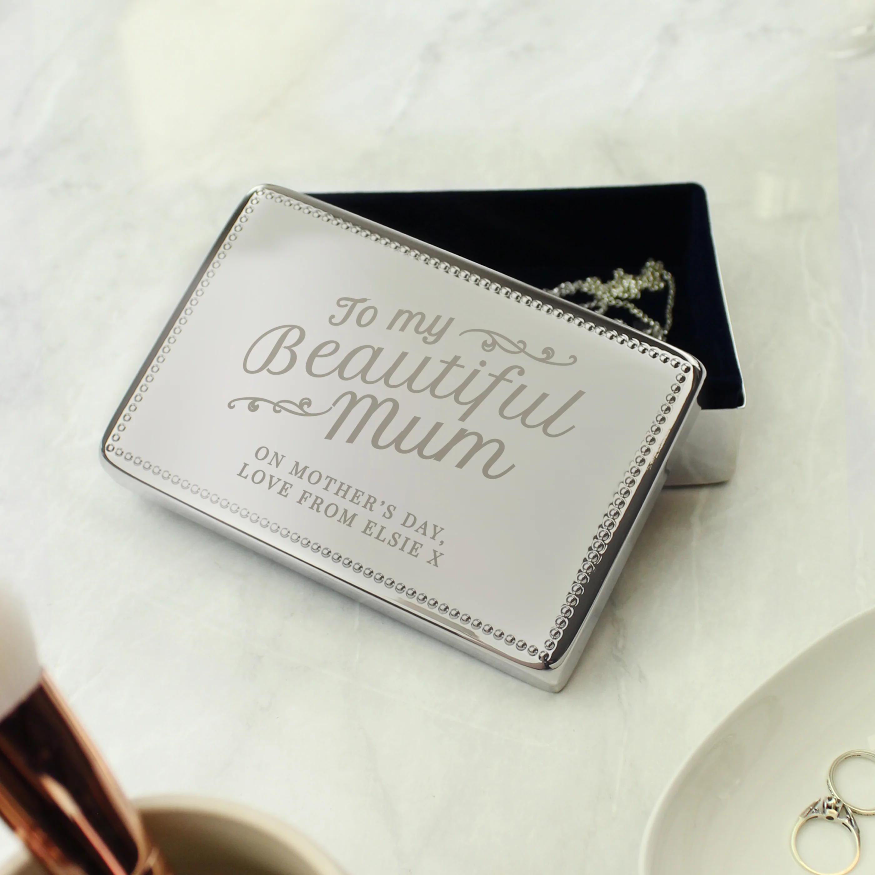 Personalised Beautiful Mum Rectangular Jewellery Box - Image 4