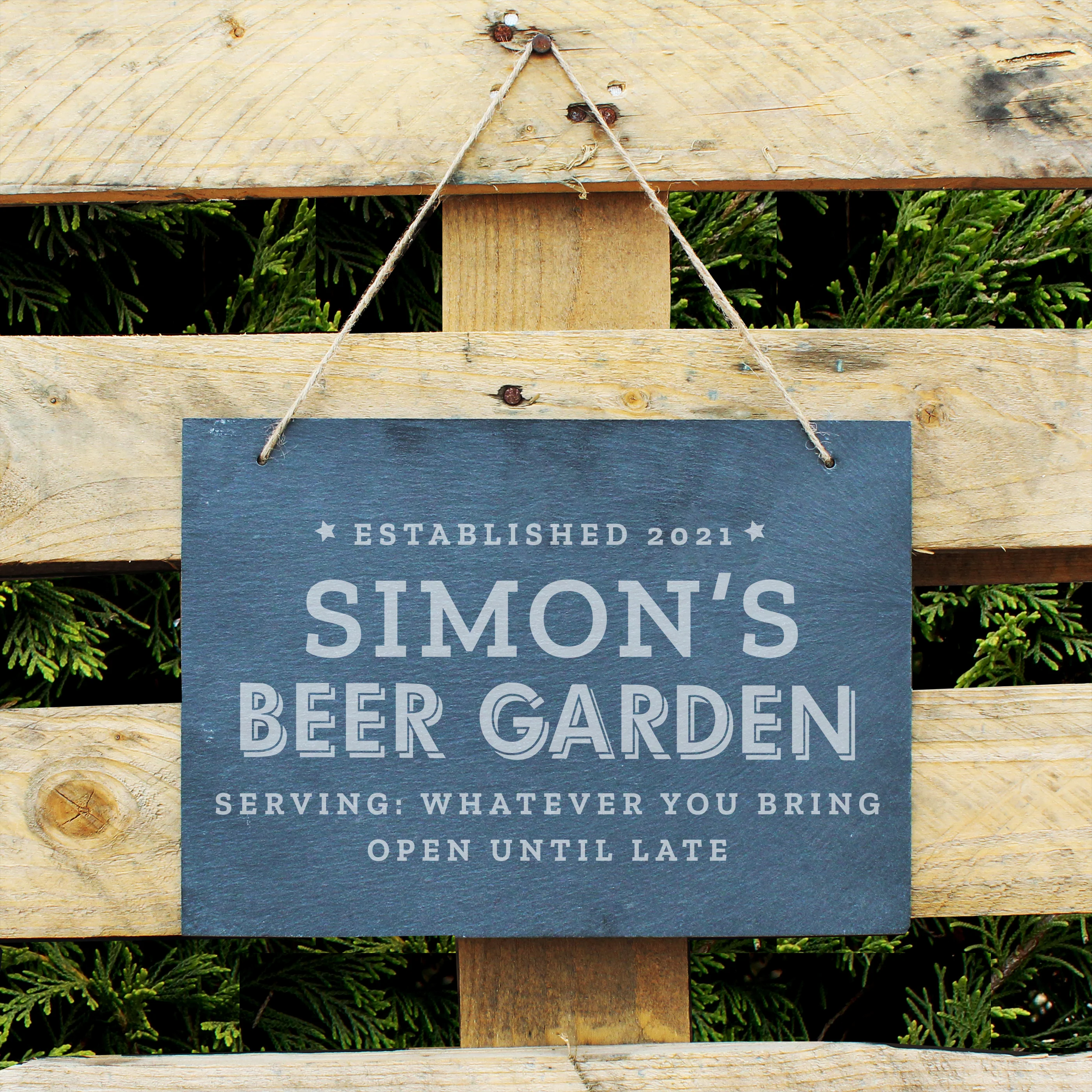 Personalised Beer Garden Hanging Large Slate Sign - Image 3