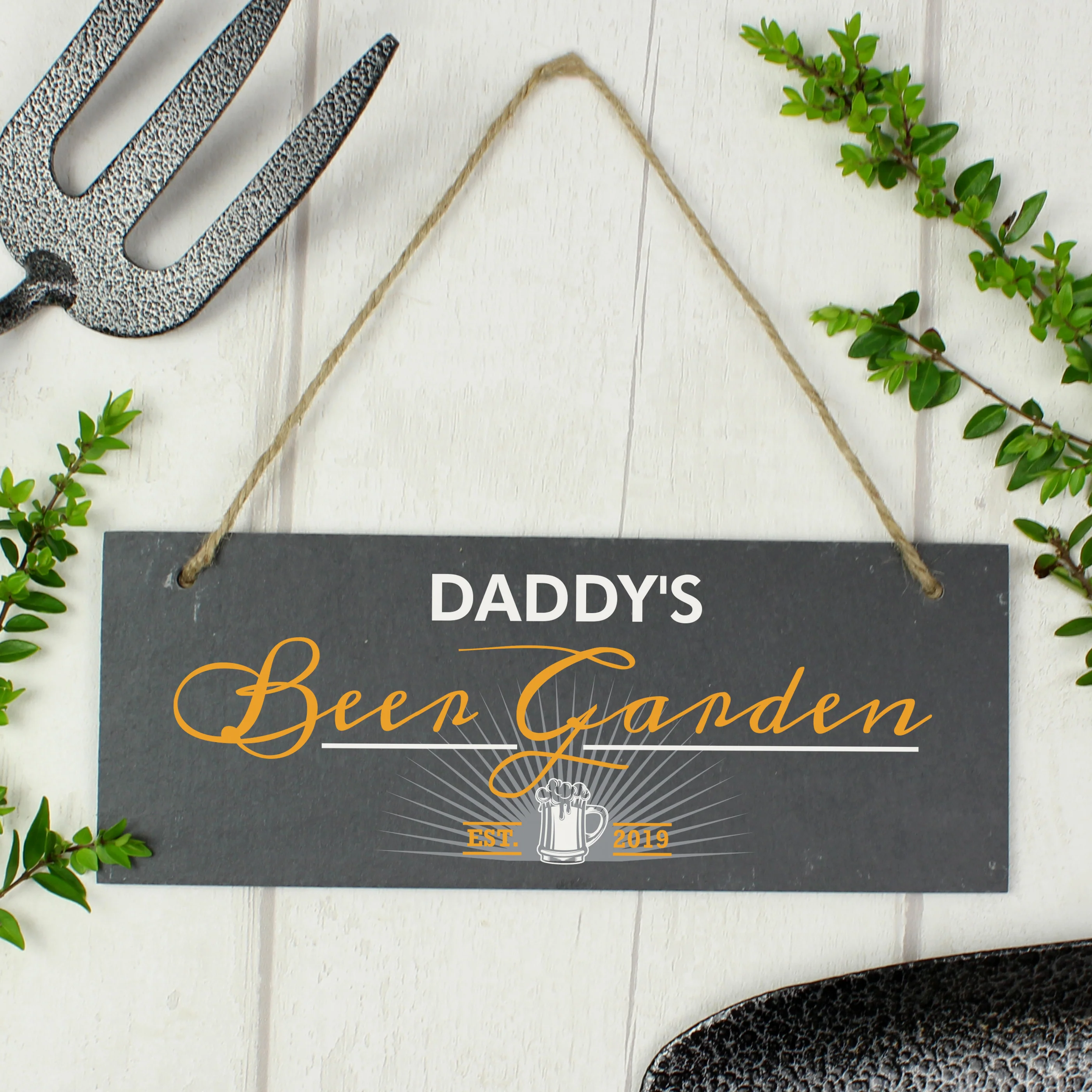 Personalised "Beer Garden" Printed Hanging Slate Plaque - Image 3