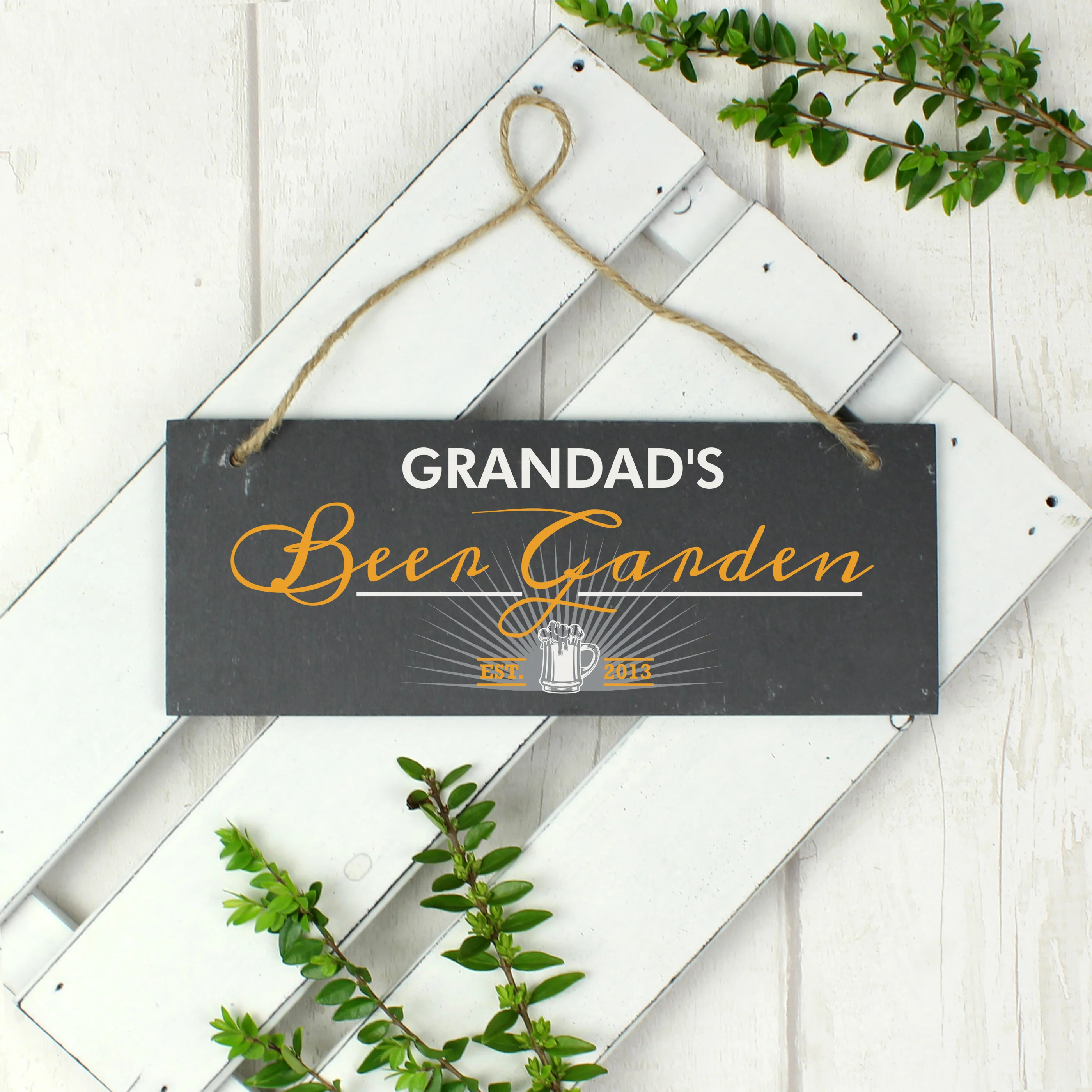 Personalised "Beer Garden" Printed Hanging Slate Plaque - Image 4