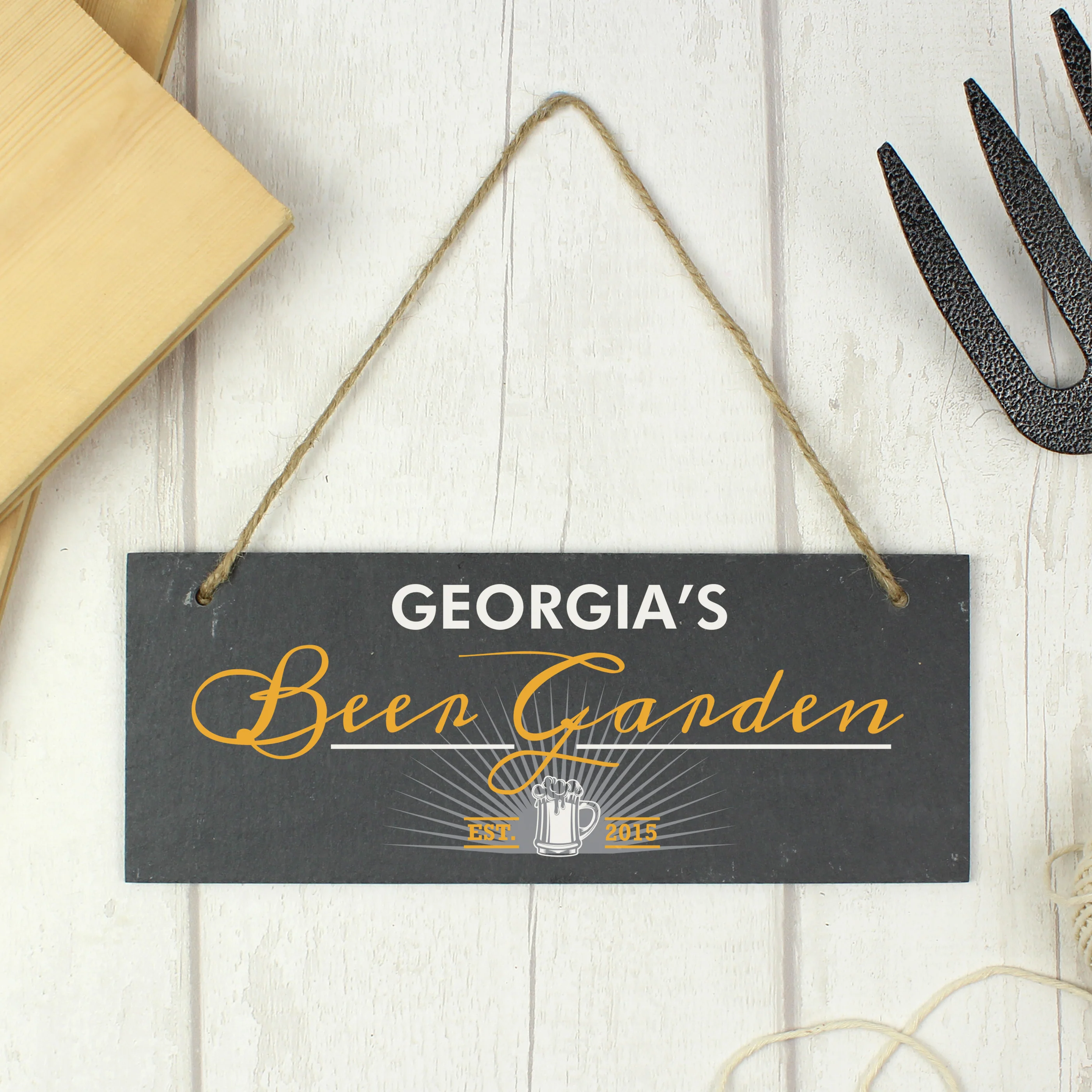 Personalised "Beer Garden" Printed Hanging Slate Plaque - Image 5