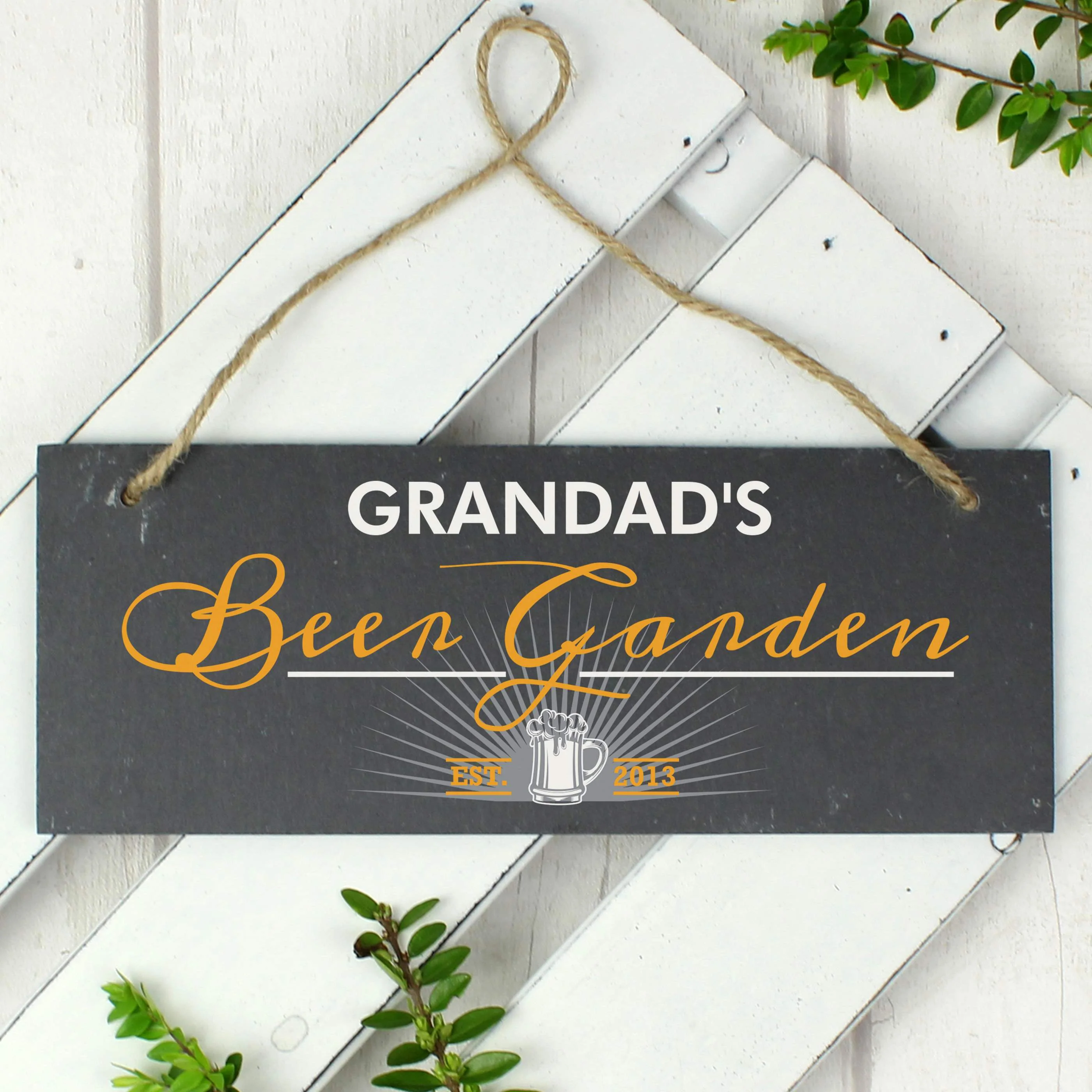 Personalised "Beer Garden" Printed Hanging Slate Plaque - Image 6