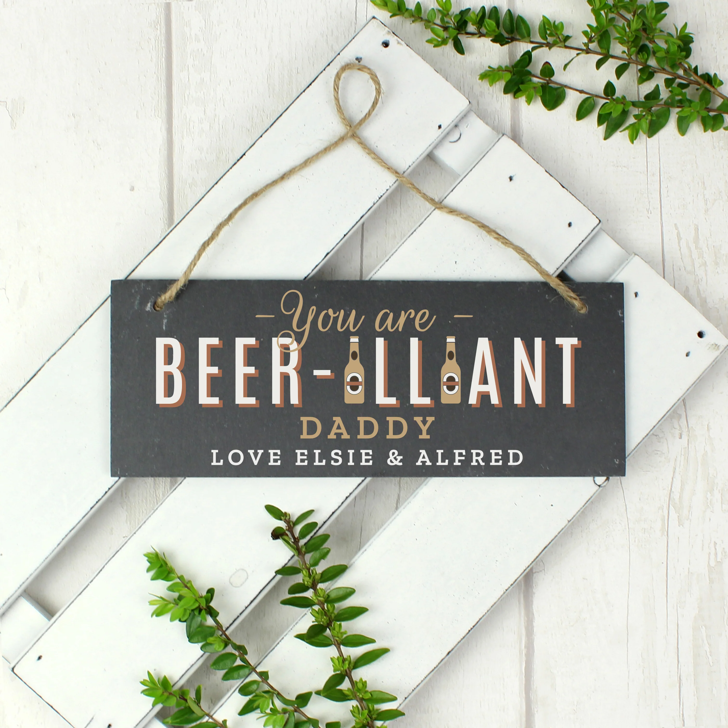 Personalised Beer-illiant Hanging Slate Sign - Image 3