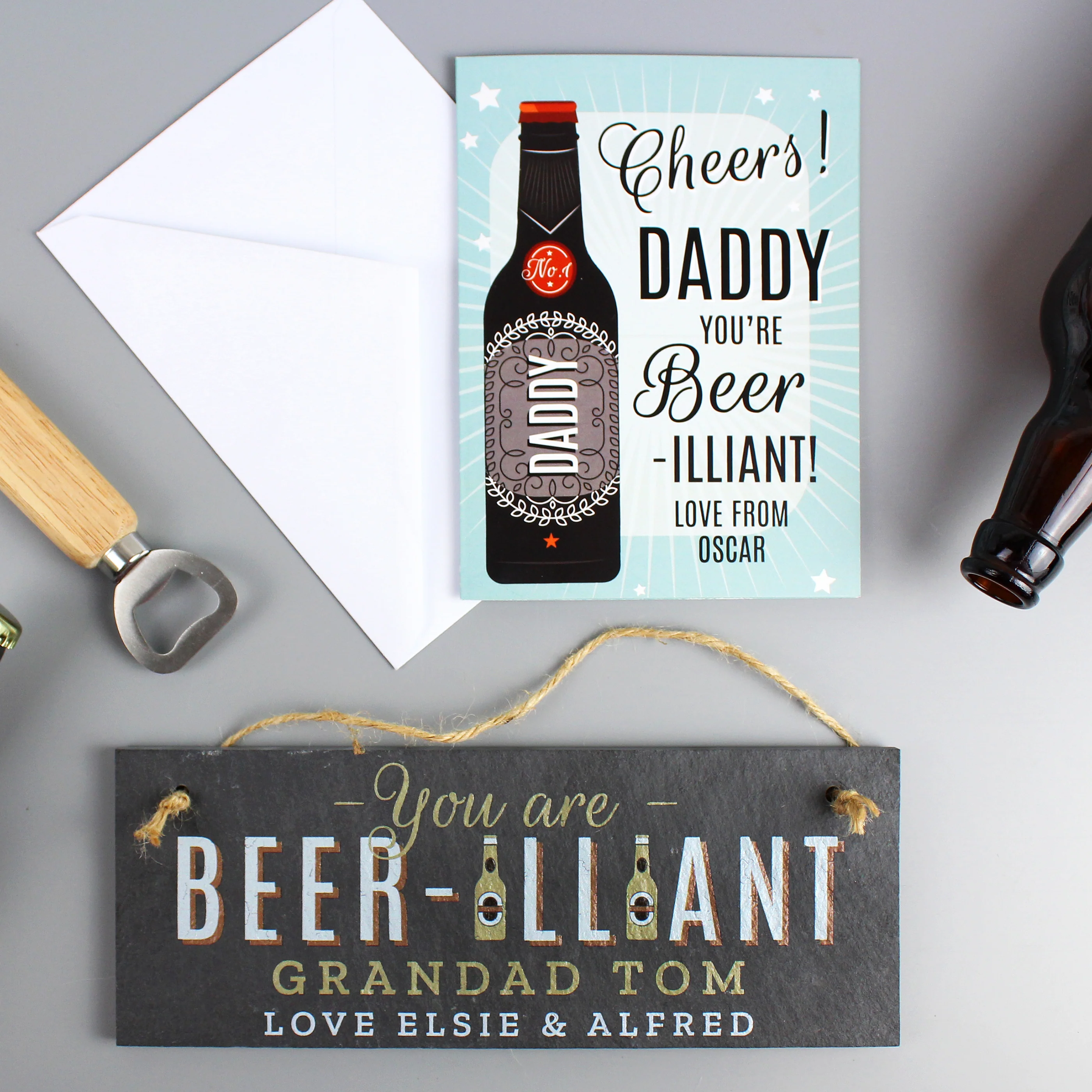 Personalised Beer-illiant Hanging Slate Sign - Image 4