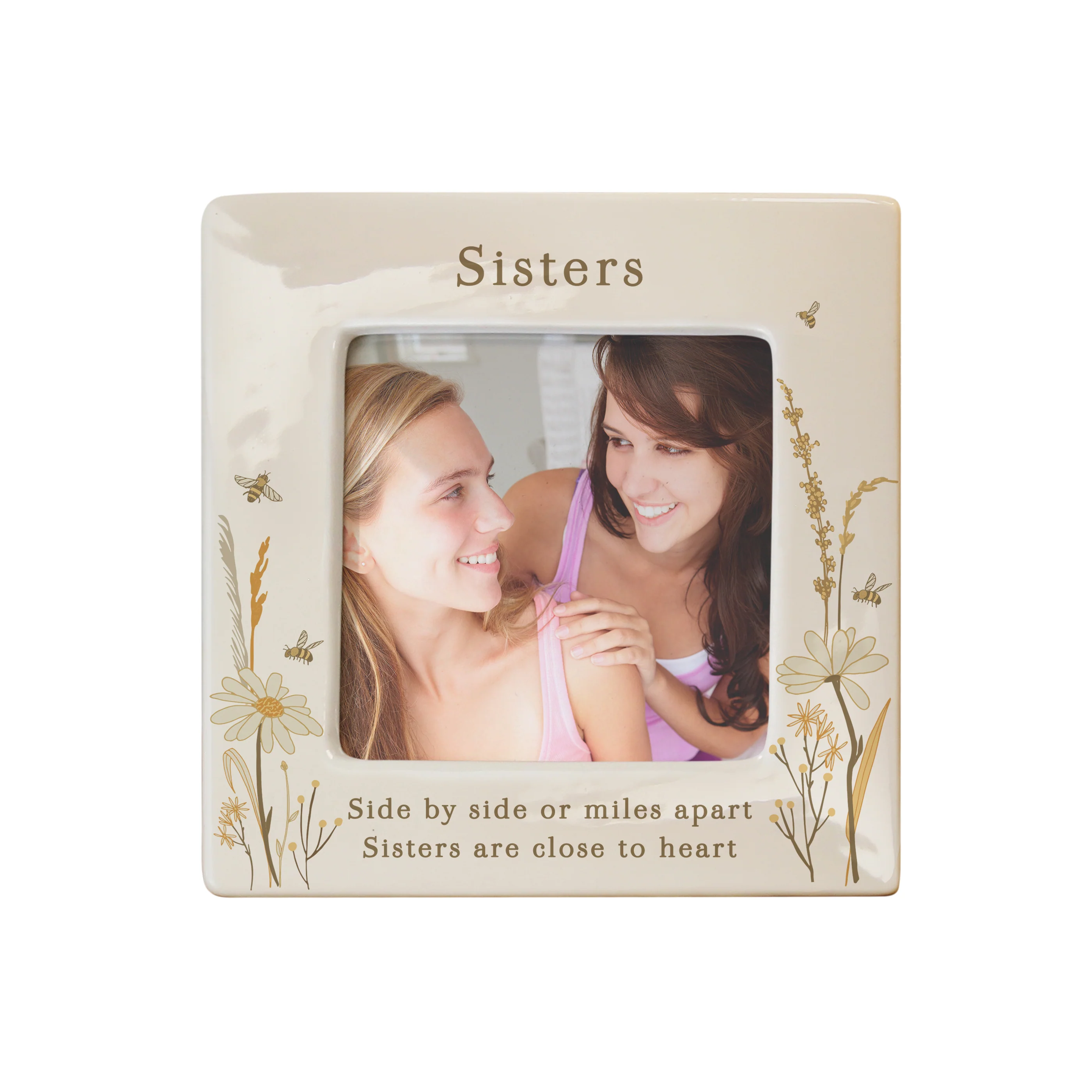 Personalised Bees & Daisy Ceramic 4x4 Frame - Image 4