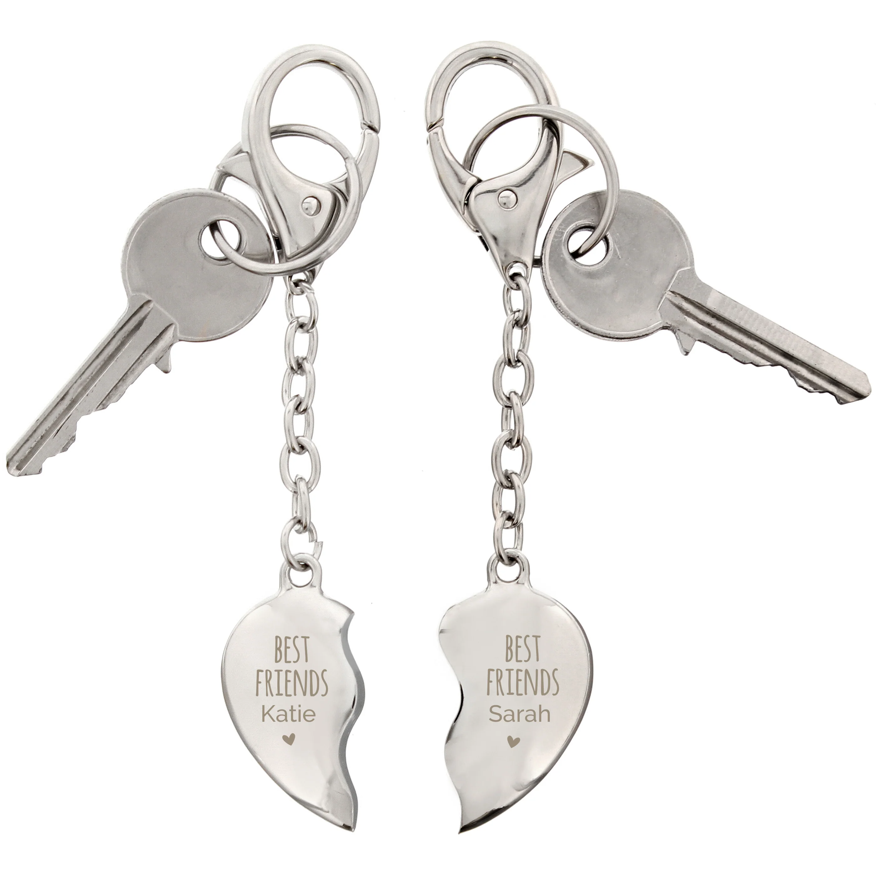 Personalised Best Friends Two Hearts Keyring - Image 2