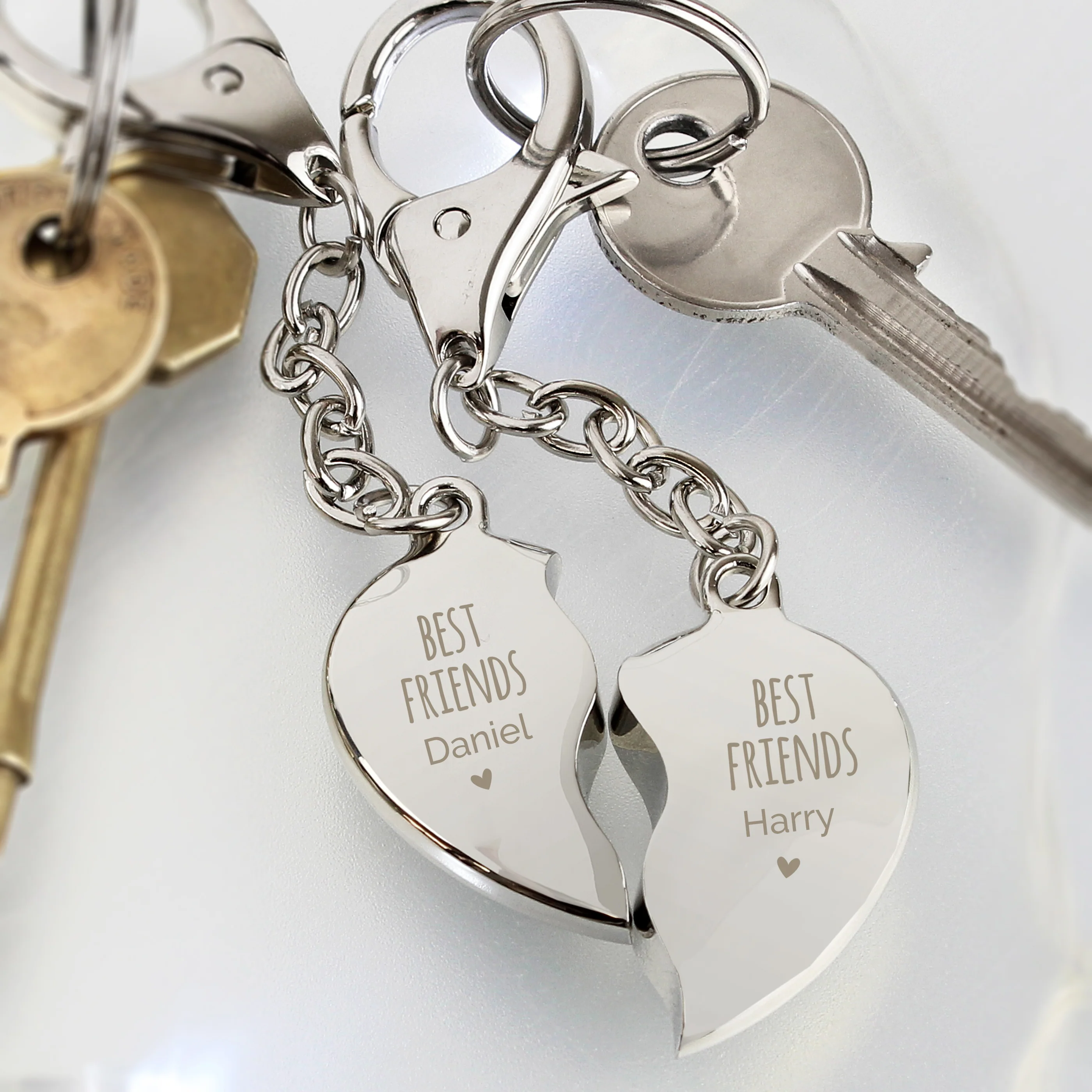 Personalised Best Friends Two Hearts Keyring - Image 3
