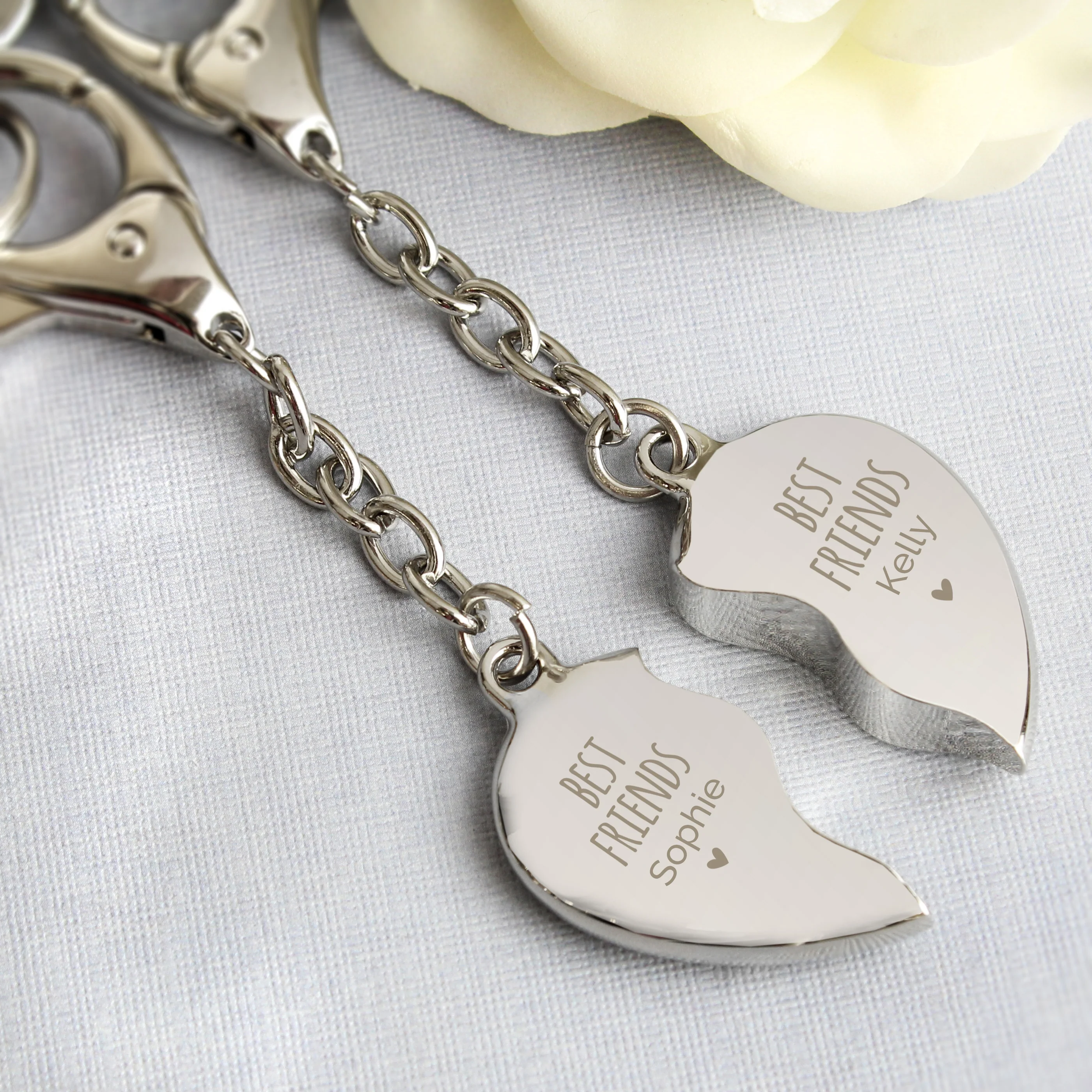 Personalised Best Friends Two Hearts Keyring - Image 5