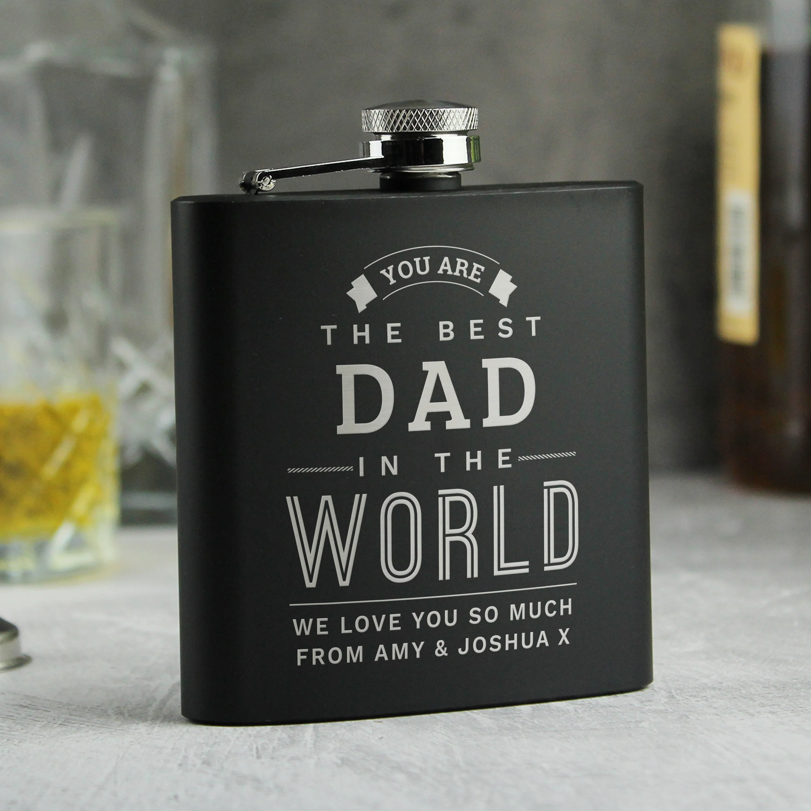 Personalised Best in The World Black Hip Flask - Image 6