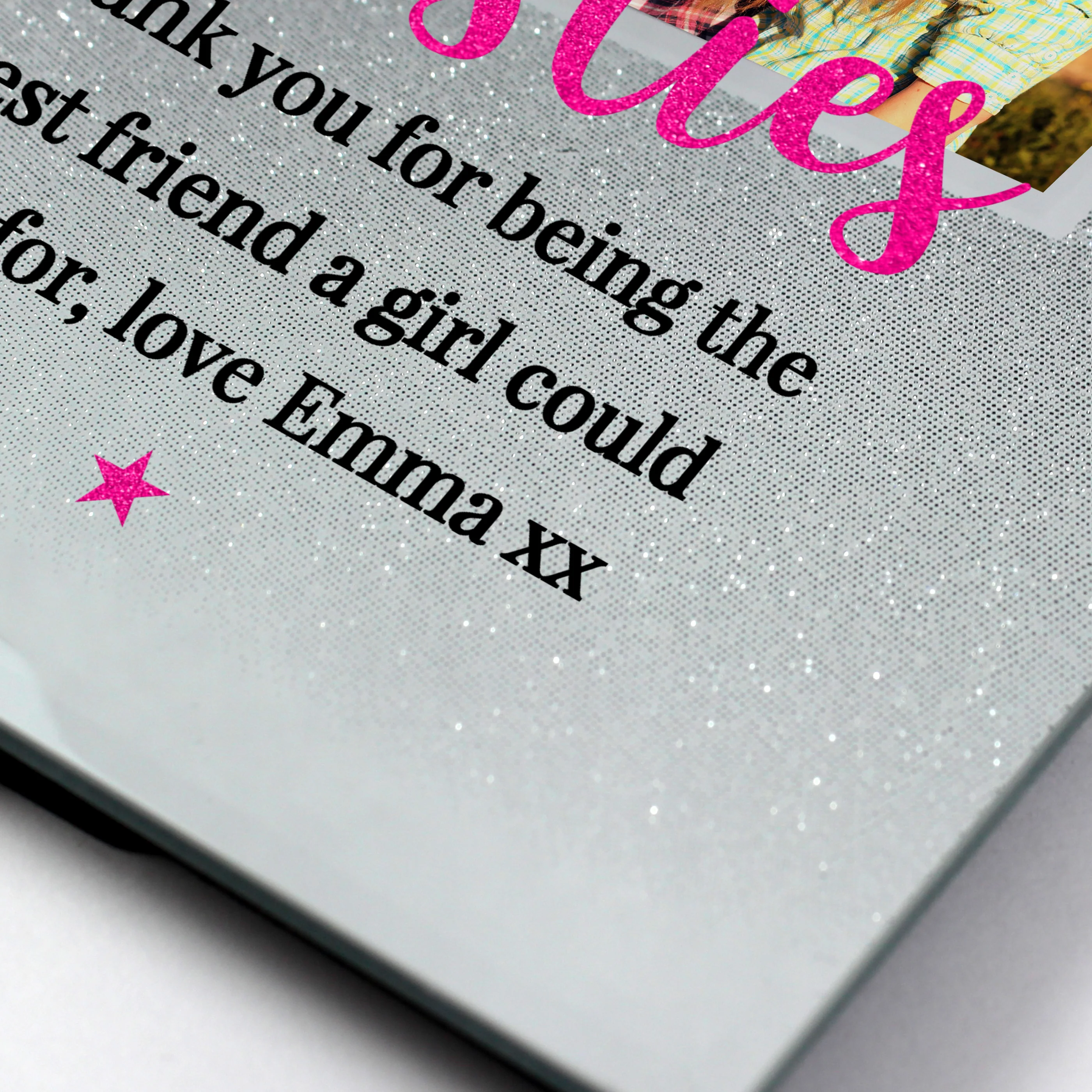 Personalised 'Bestie' 4x4 Glitter Glass Photo Frame - Image 6
