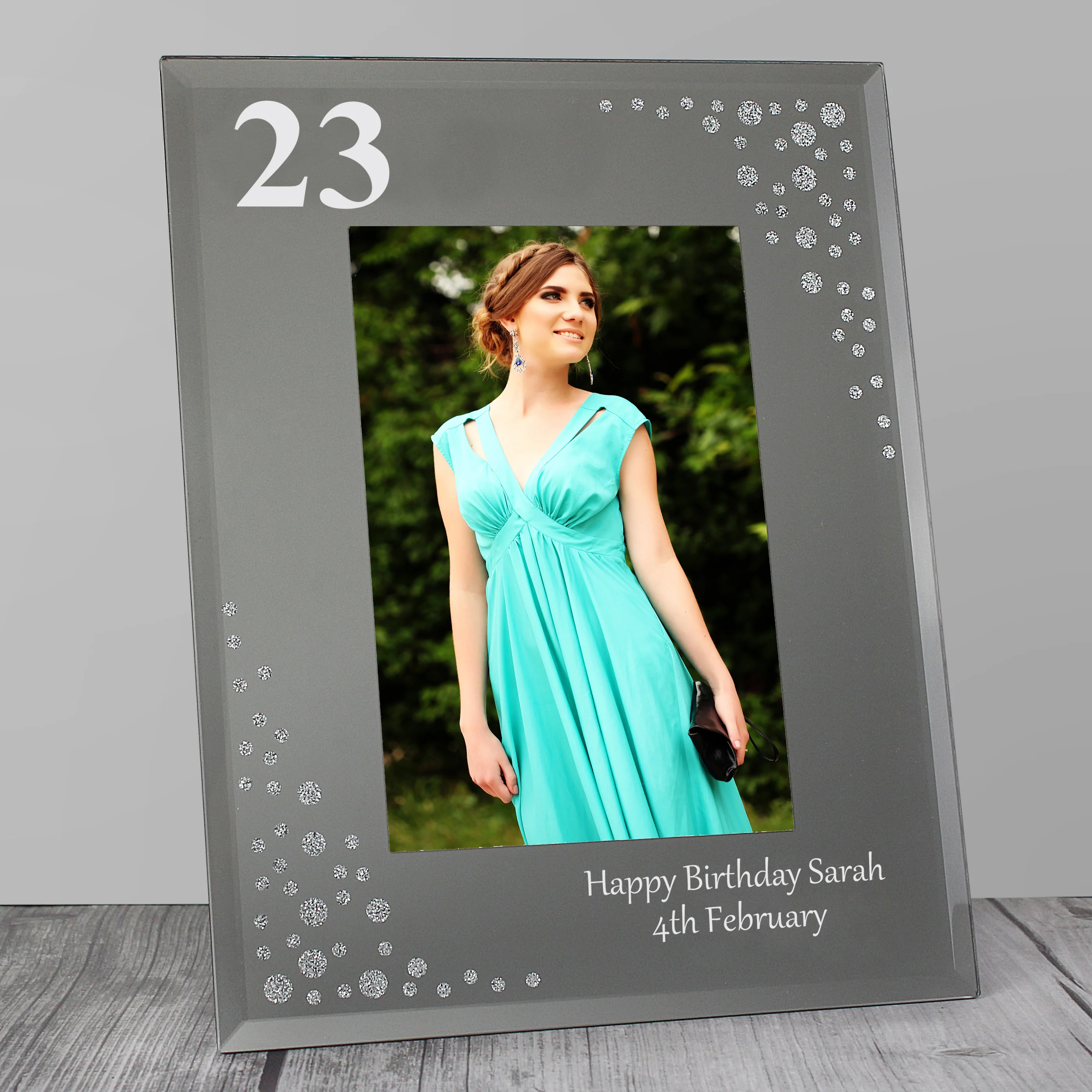 Personalised Big Age 6x4 Diamante Glass Photo Frame - Image 3