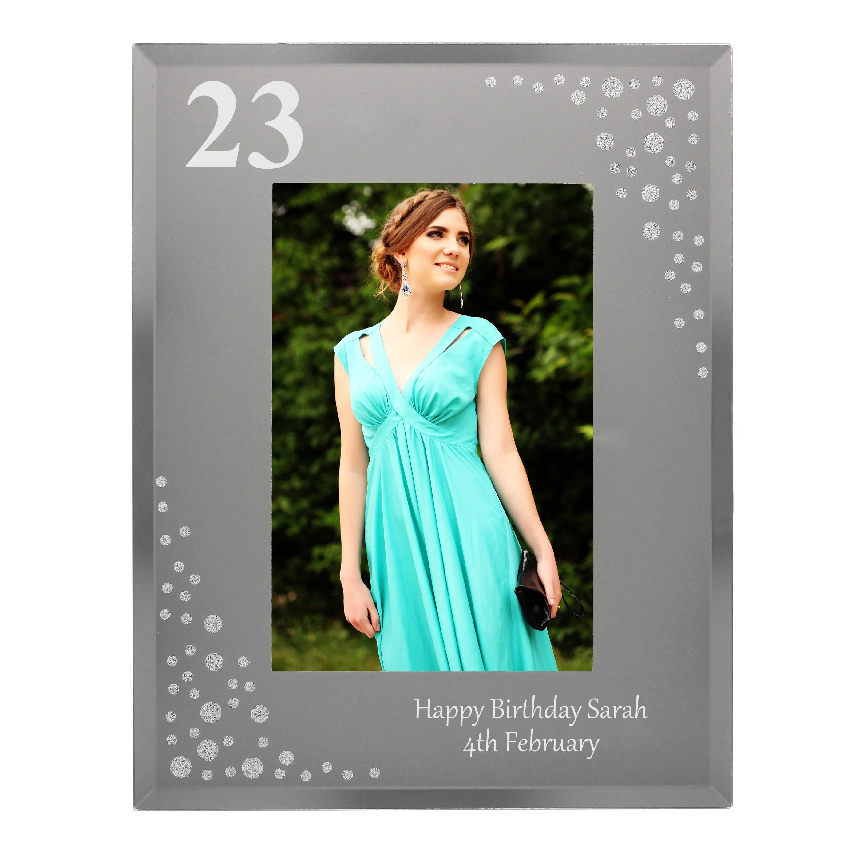 Personalised Big Age 6x4 Diamante Glass Photo Frame - Image 4