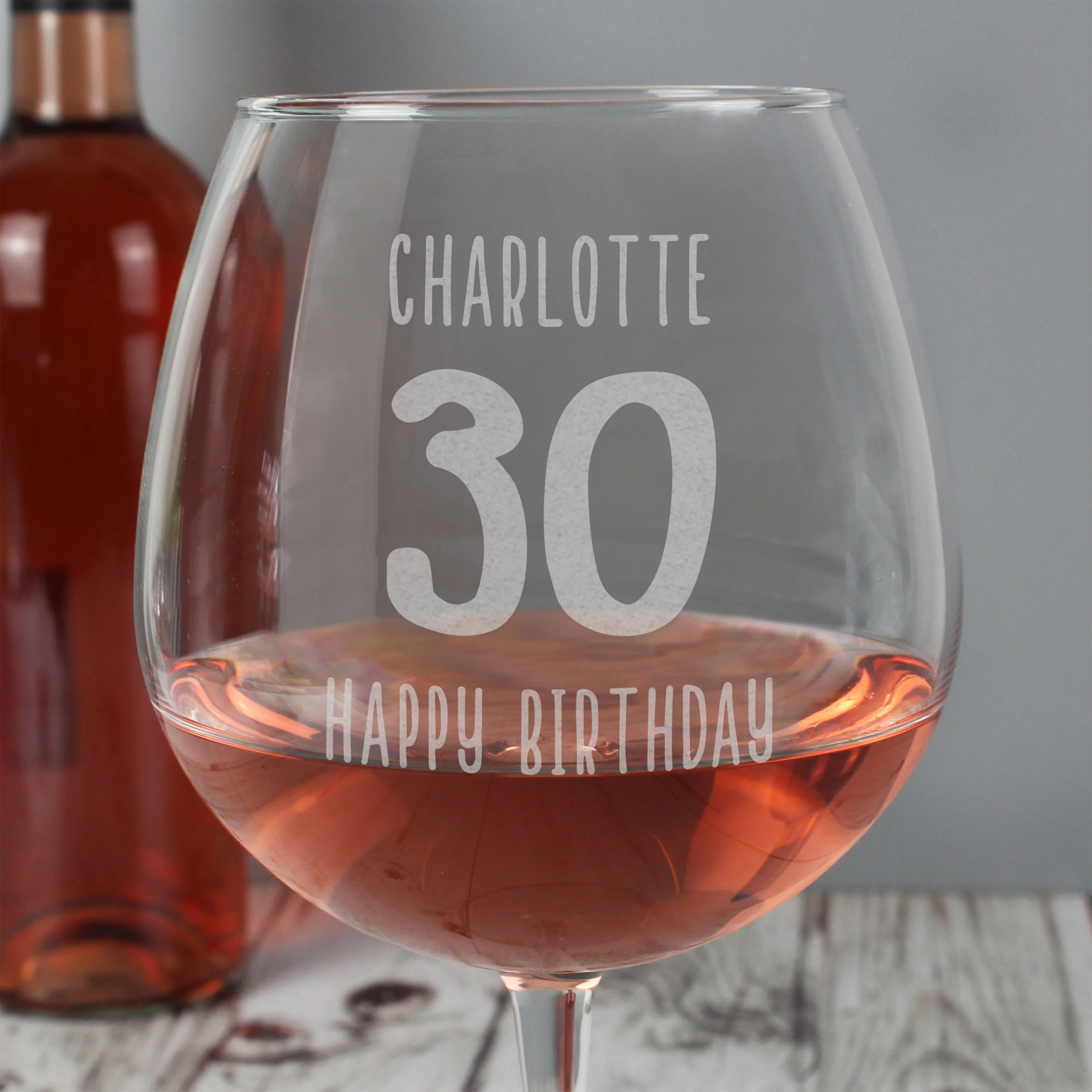Personalised Big Age Bottle of Wine Glass - Image 3