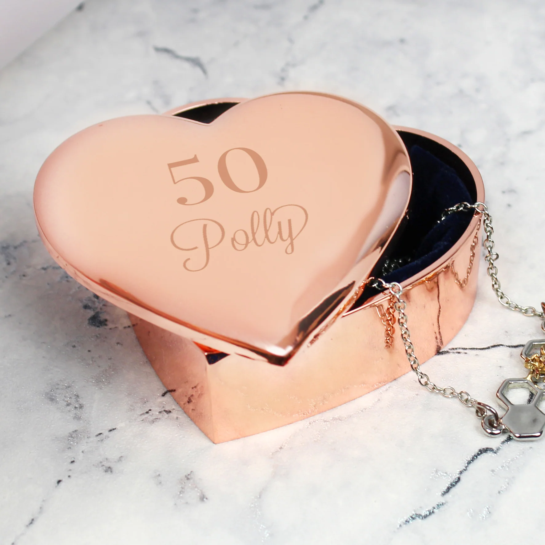 Personalised Big Age Rose Gold Heart Trinket Box - Image 3