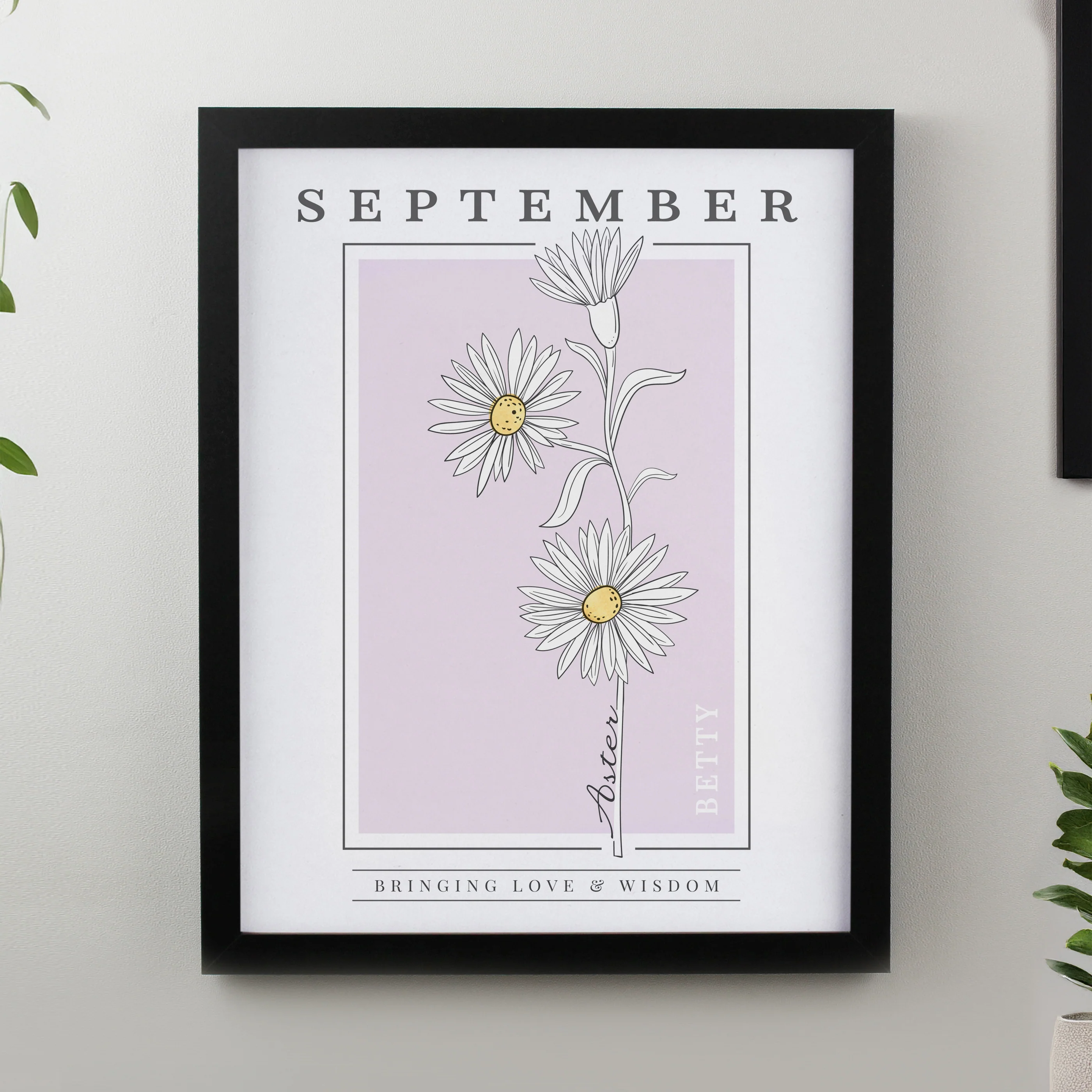 Personalised Birth Flower Black Poster Frame - Image 11