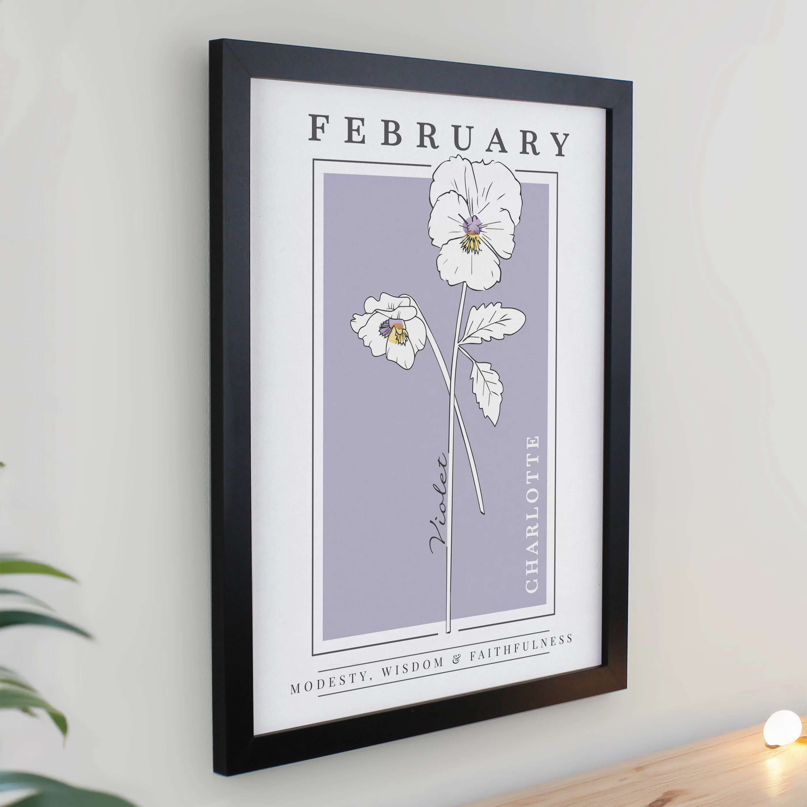 Personalised Birth Flower Black Poster Frame - Image 3