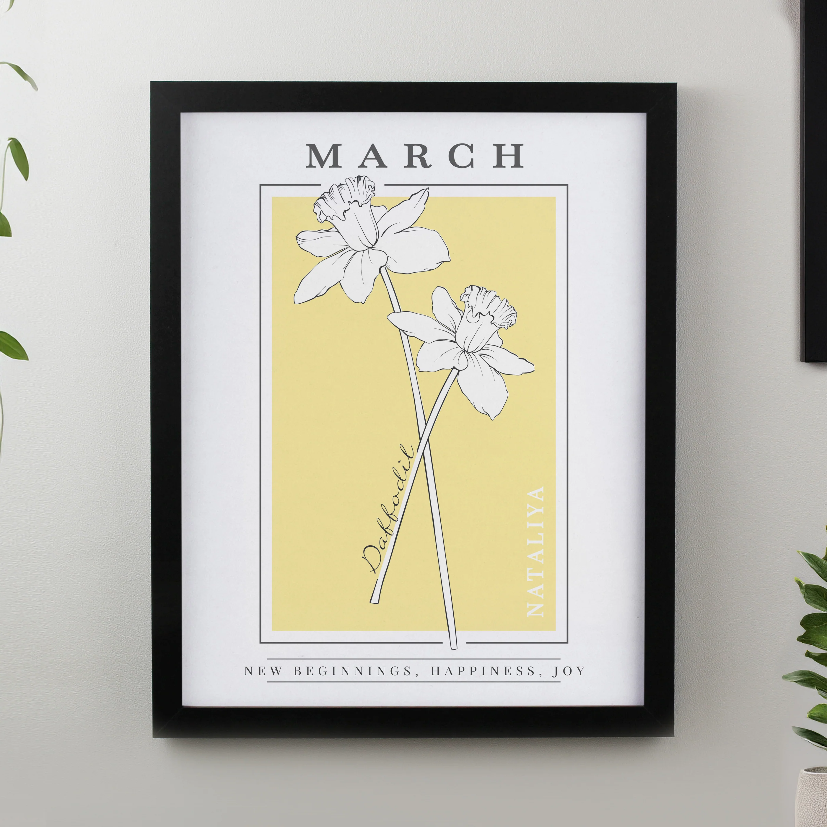 Personalised Birth Flower Black Poster Frame - Image 4
