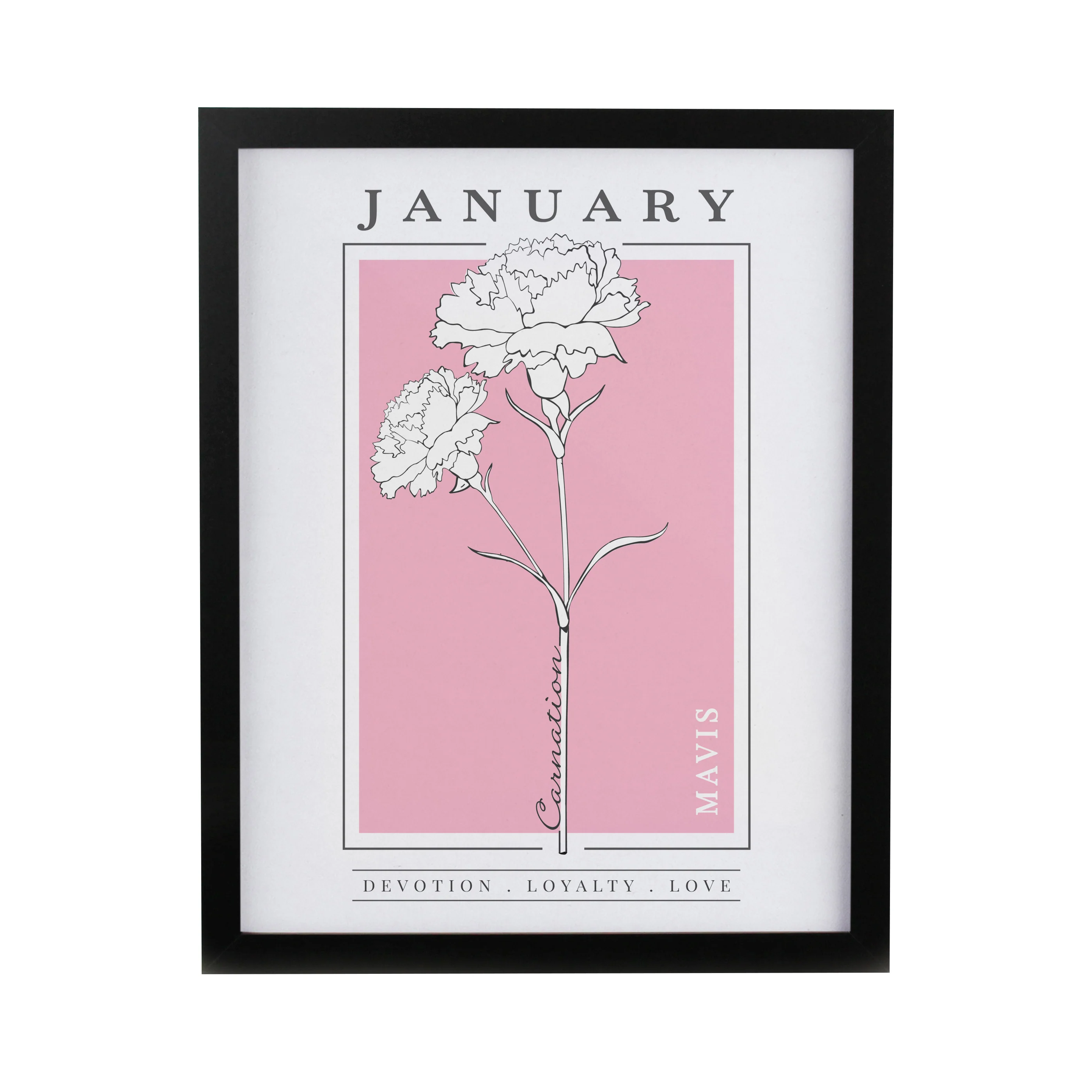 Personalised Birth Flower Black Poster Frame - Image 5