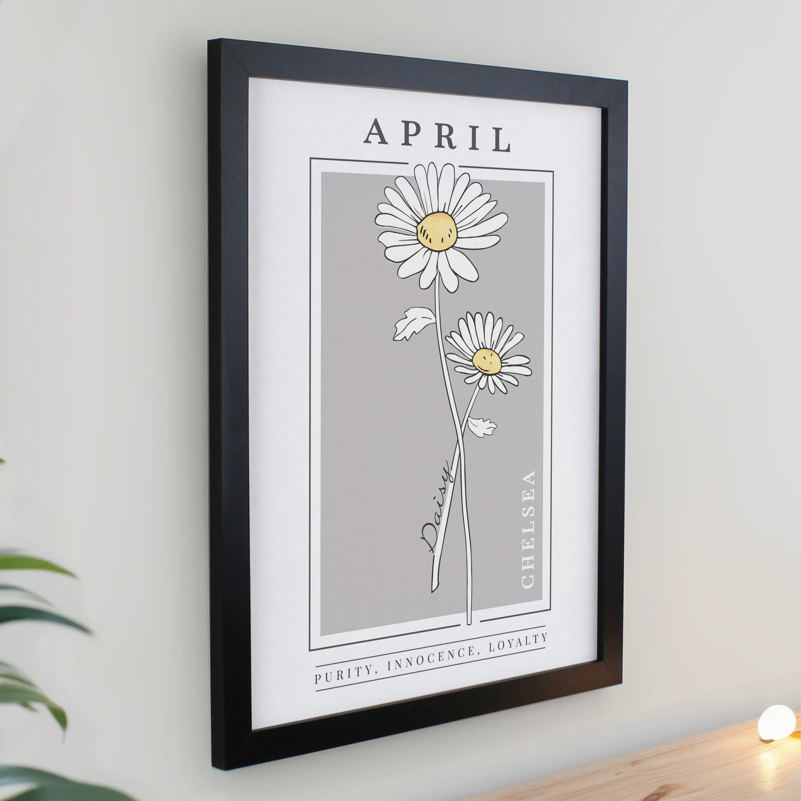 Personalised Birth Flower Black Poster Frame - Image 6