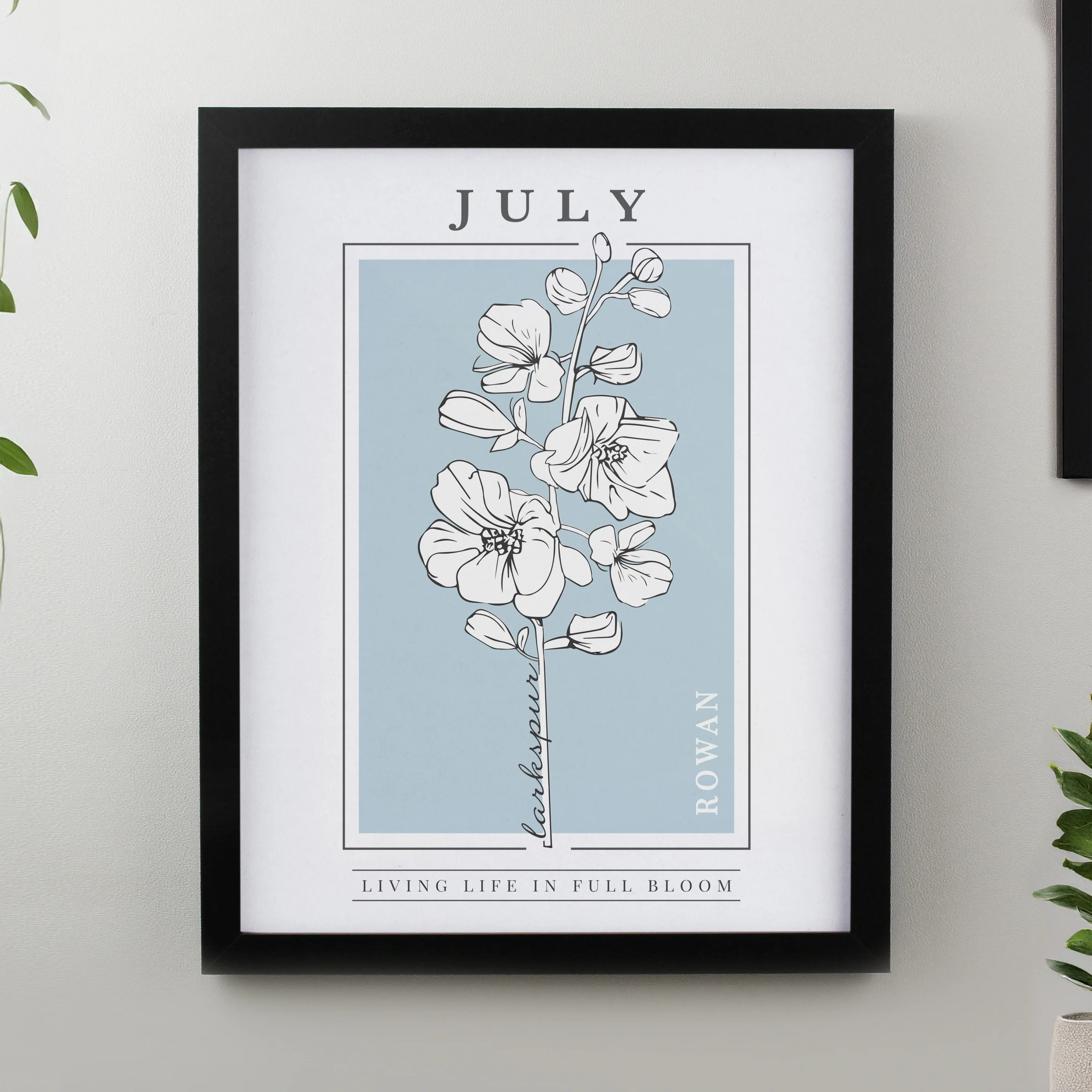 Personalised Birth Flower Black Poster Frame - Image 9