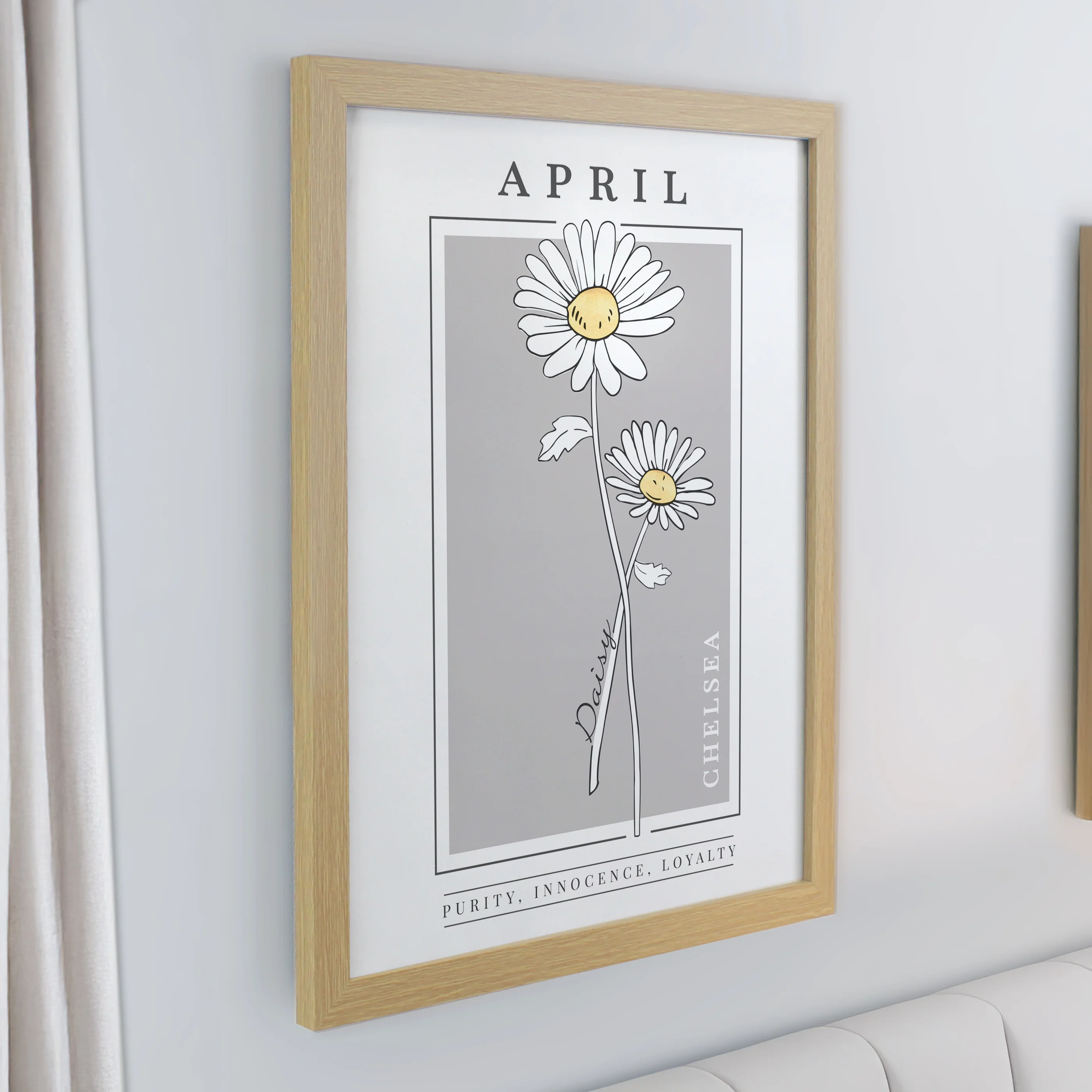 Personalised Birth Flower Oak Poster Frame - Image 6