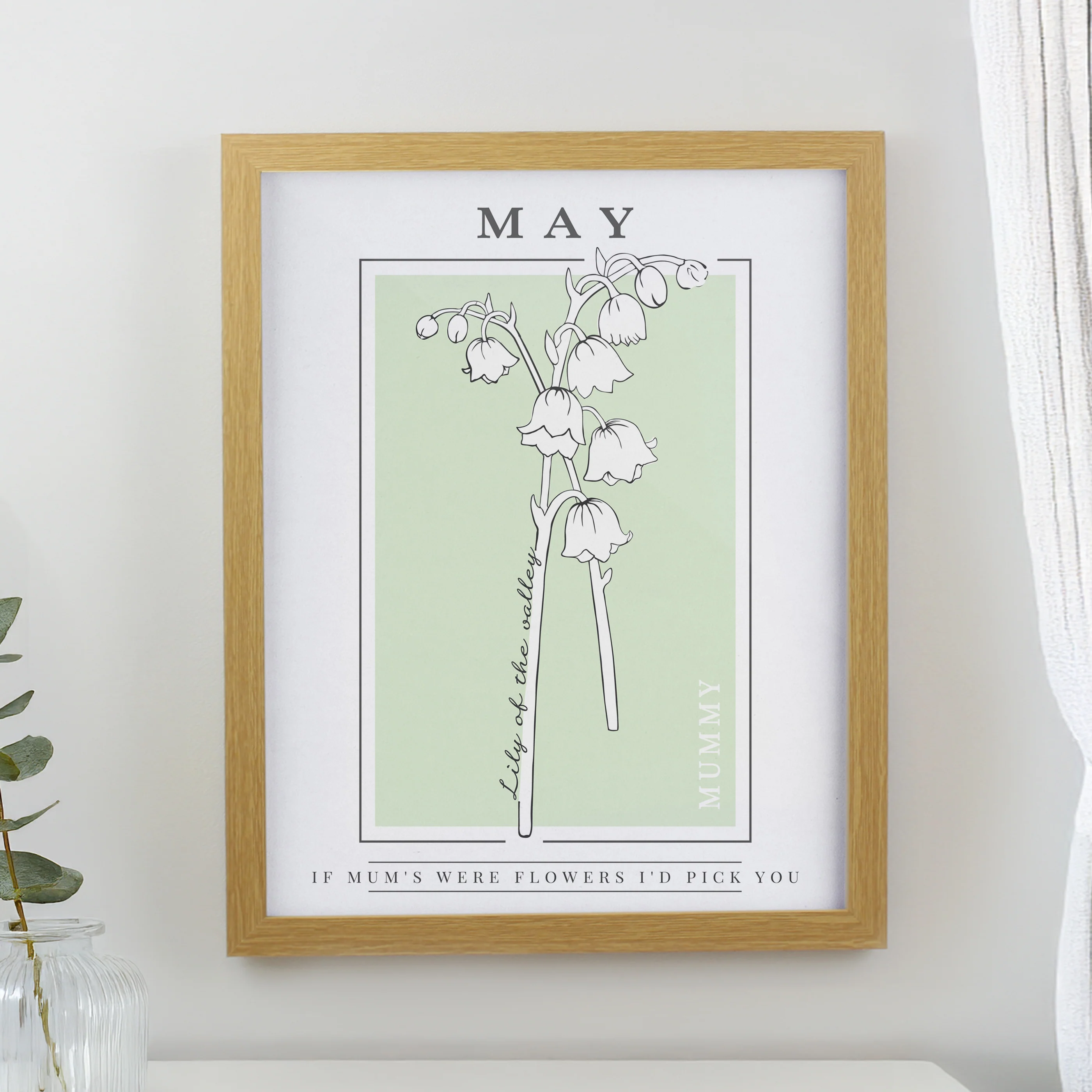 Personalised Birth Flower Oak Poster Frame - Image 7