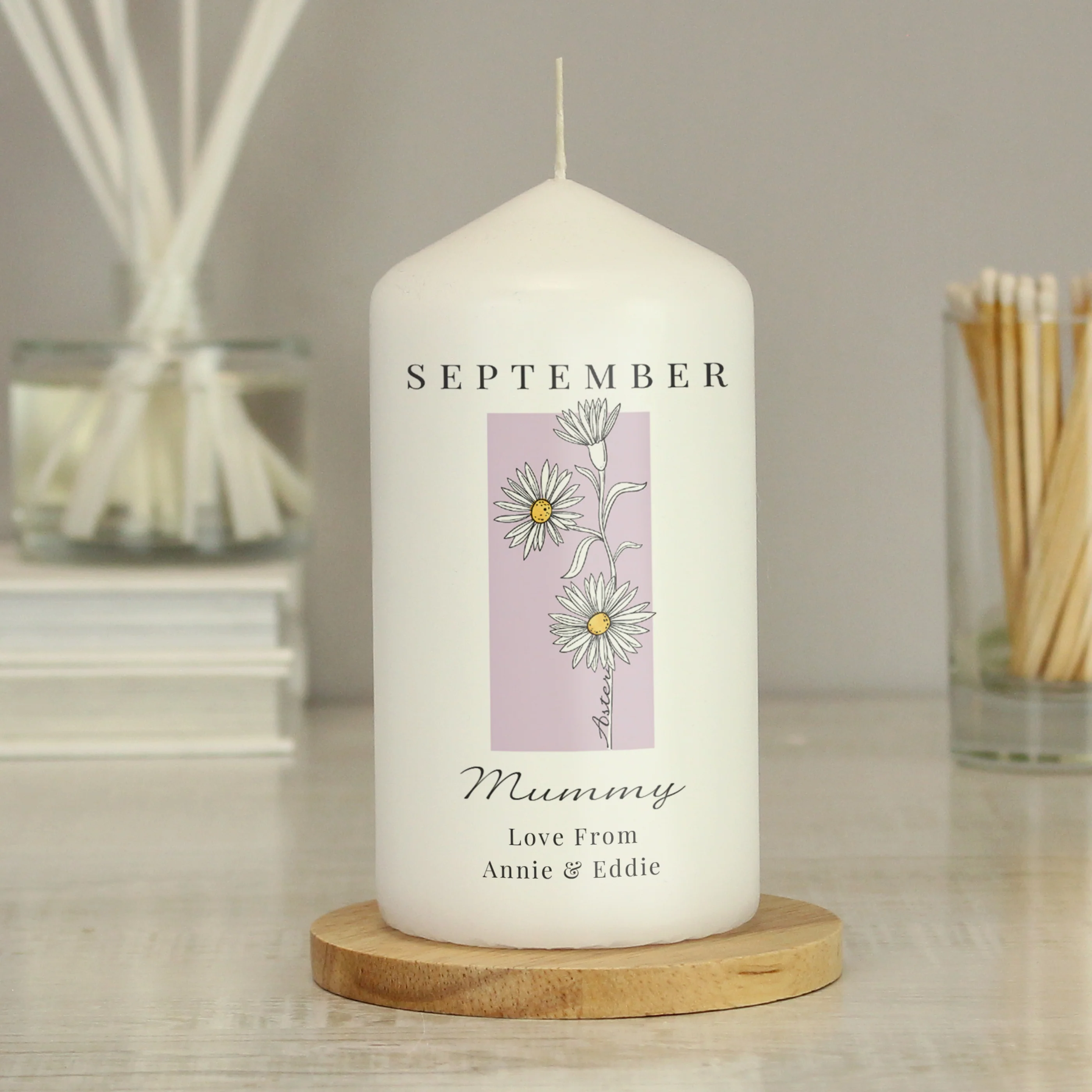 Personalised Birth Flower Pillar Candle - Image 10