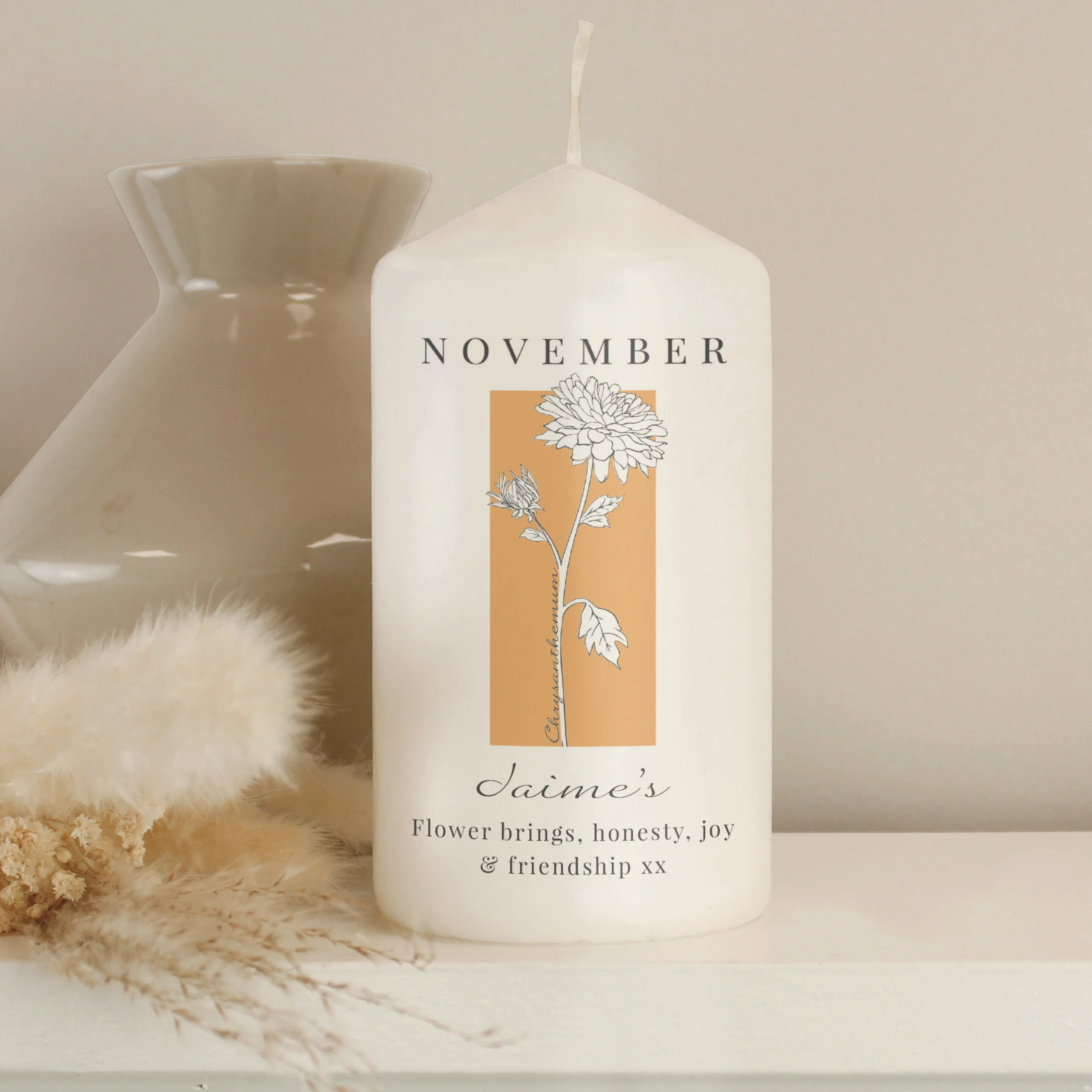 Personalised Birth Flower Pillar Candle - Image 12