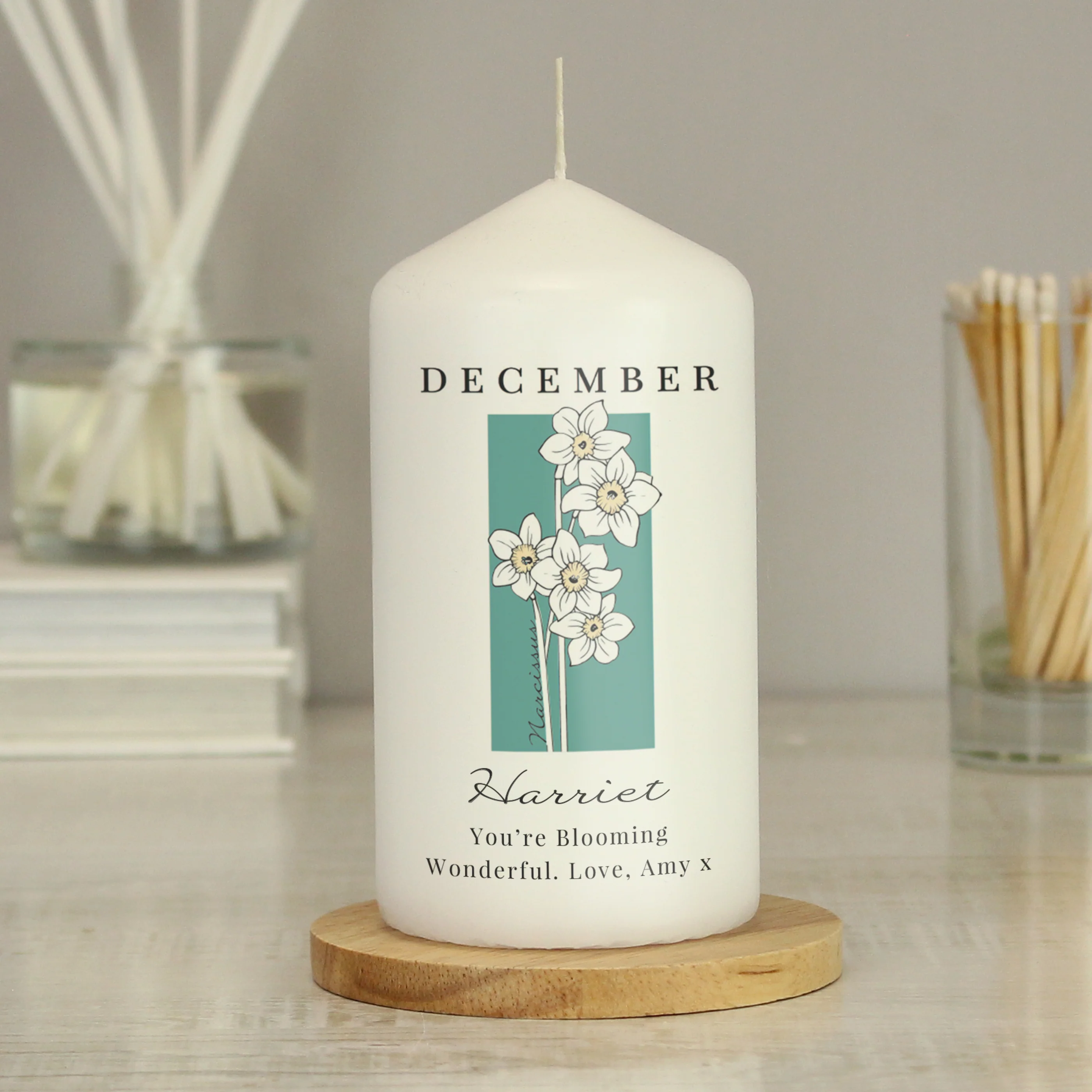 Personalised Birth Flower Pillar Candle - Image 13