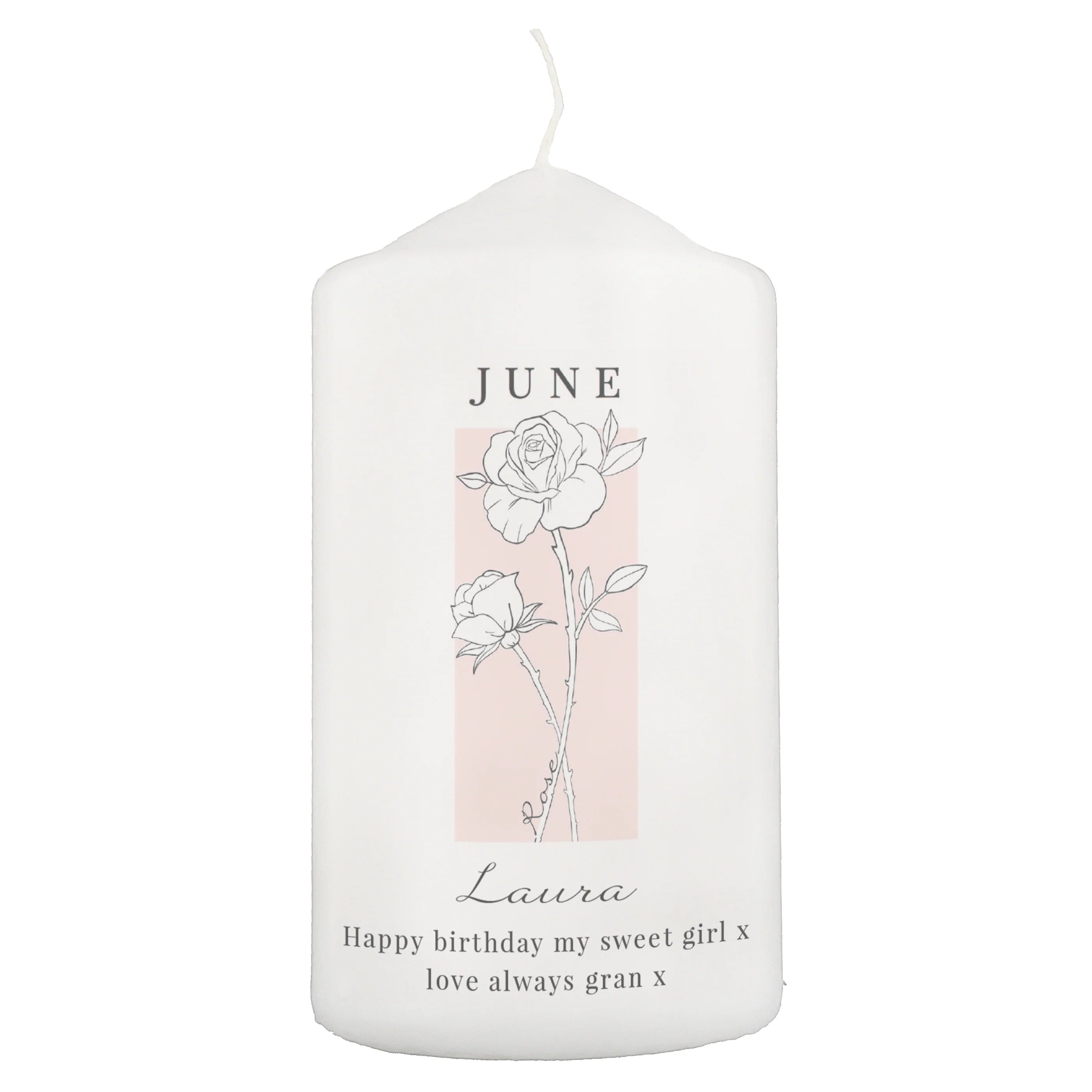 Personalised Birth Flower Pillar Candle - Image 5
