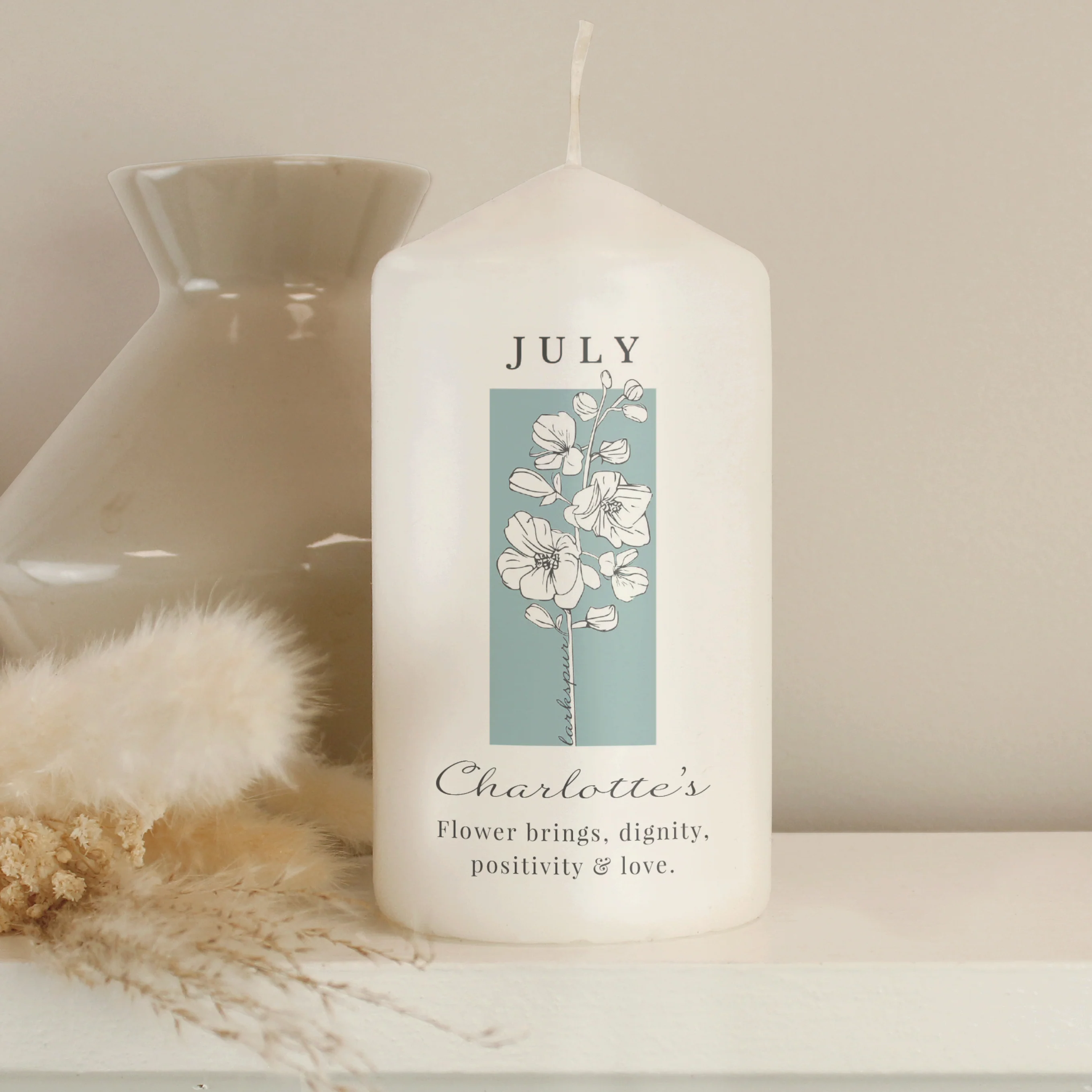 Personalised Birth Flower Pillar Candle - Image 8