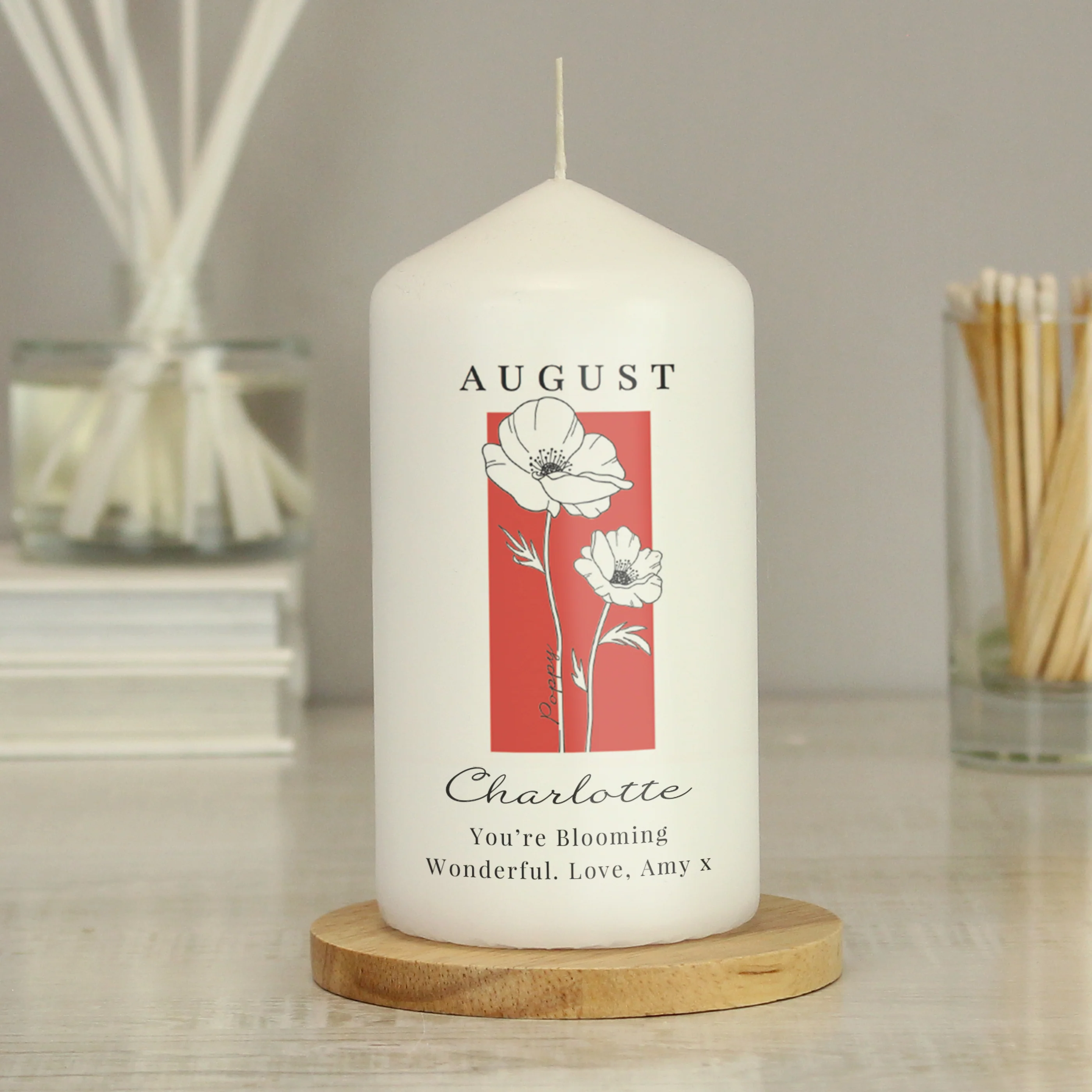 Personalised Birth Flower Pillar Candle - Image 9