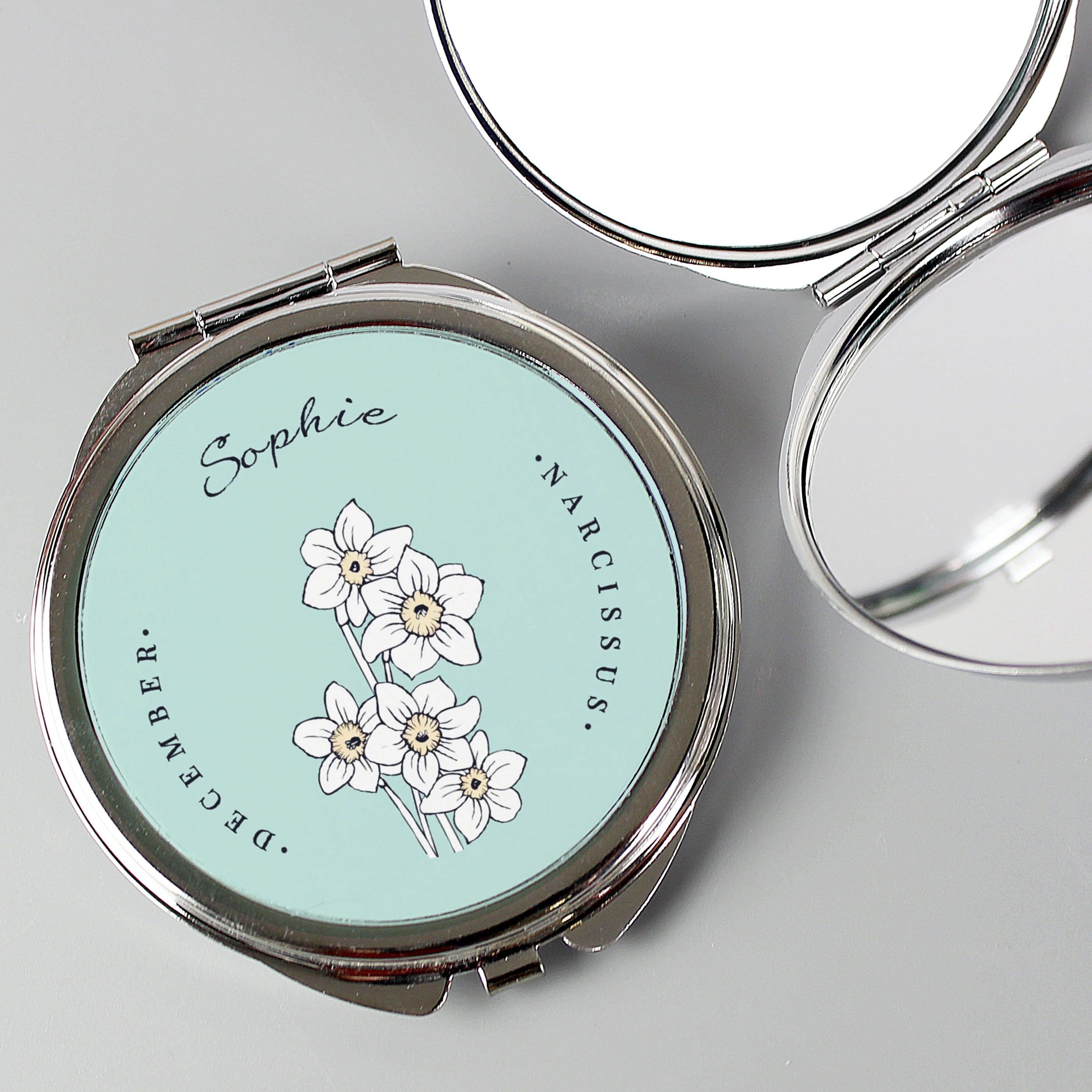 Personalised Birth Flower Round Compact Mirror - Image 13