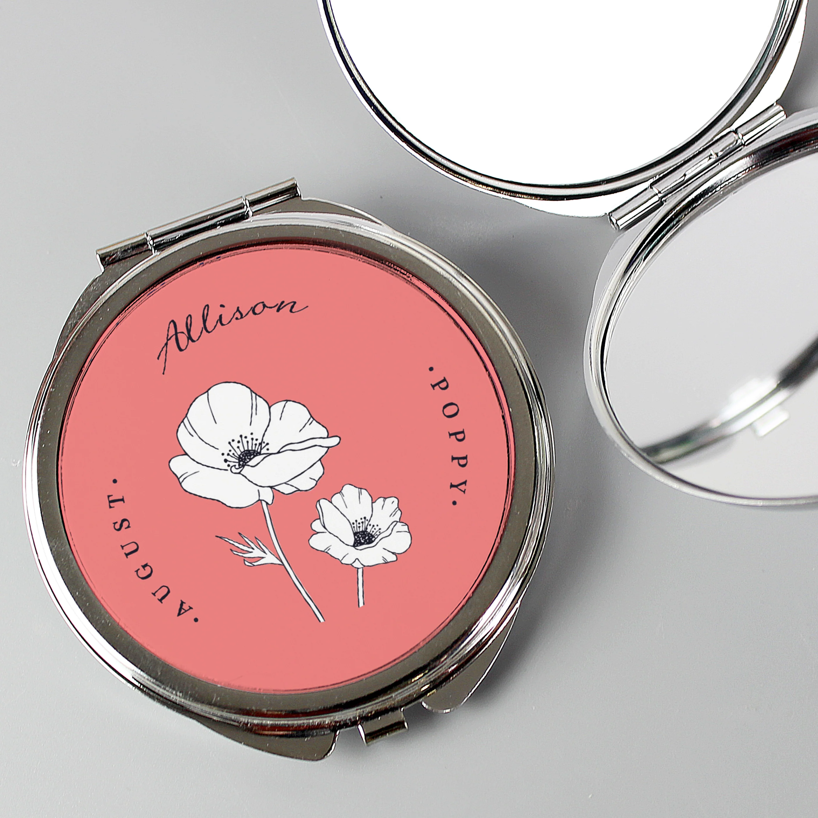 Personalised Birth Flower Round Compact Mirror - Image 9