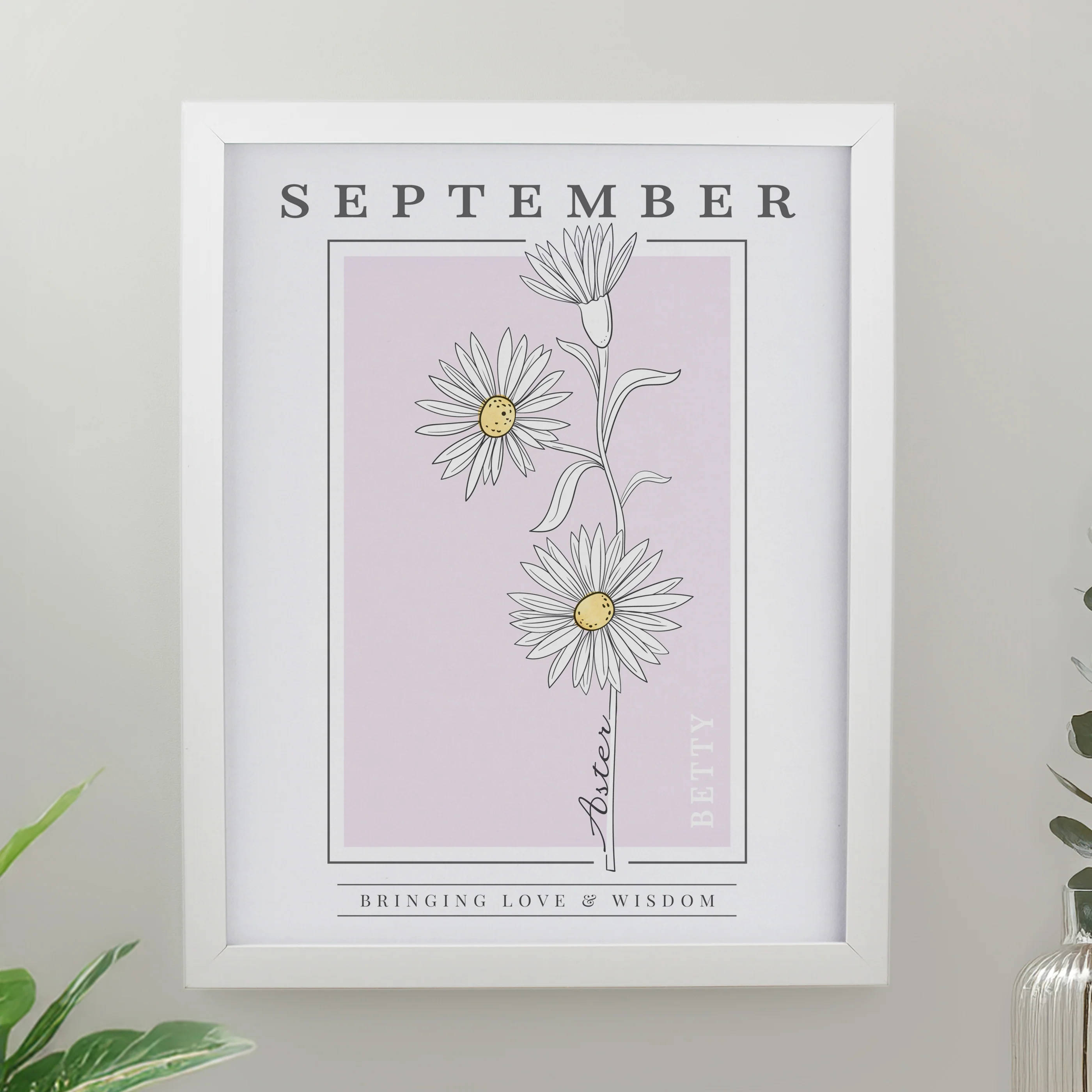 Personalised Birth Flower White Poster Frame - Image 11