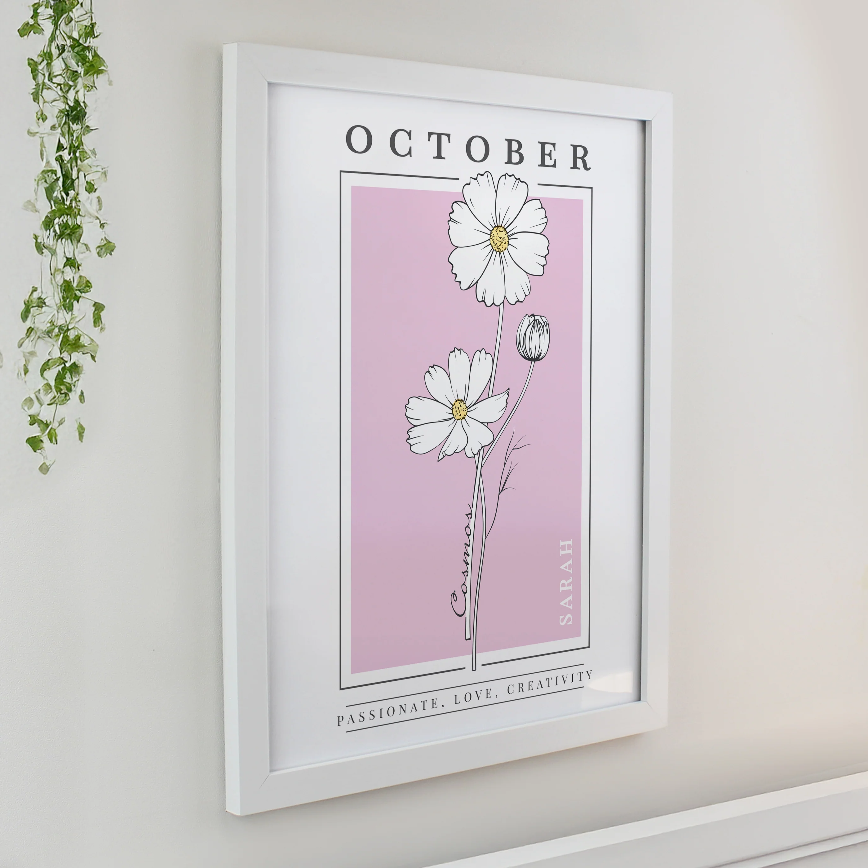 Personalised Birth Flower White Poster Frame - Image 12