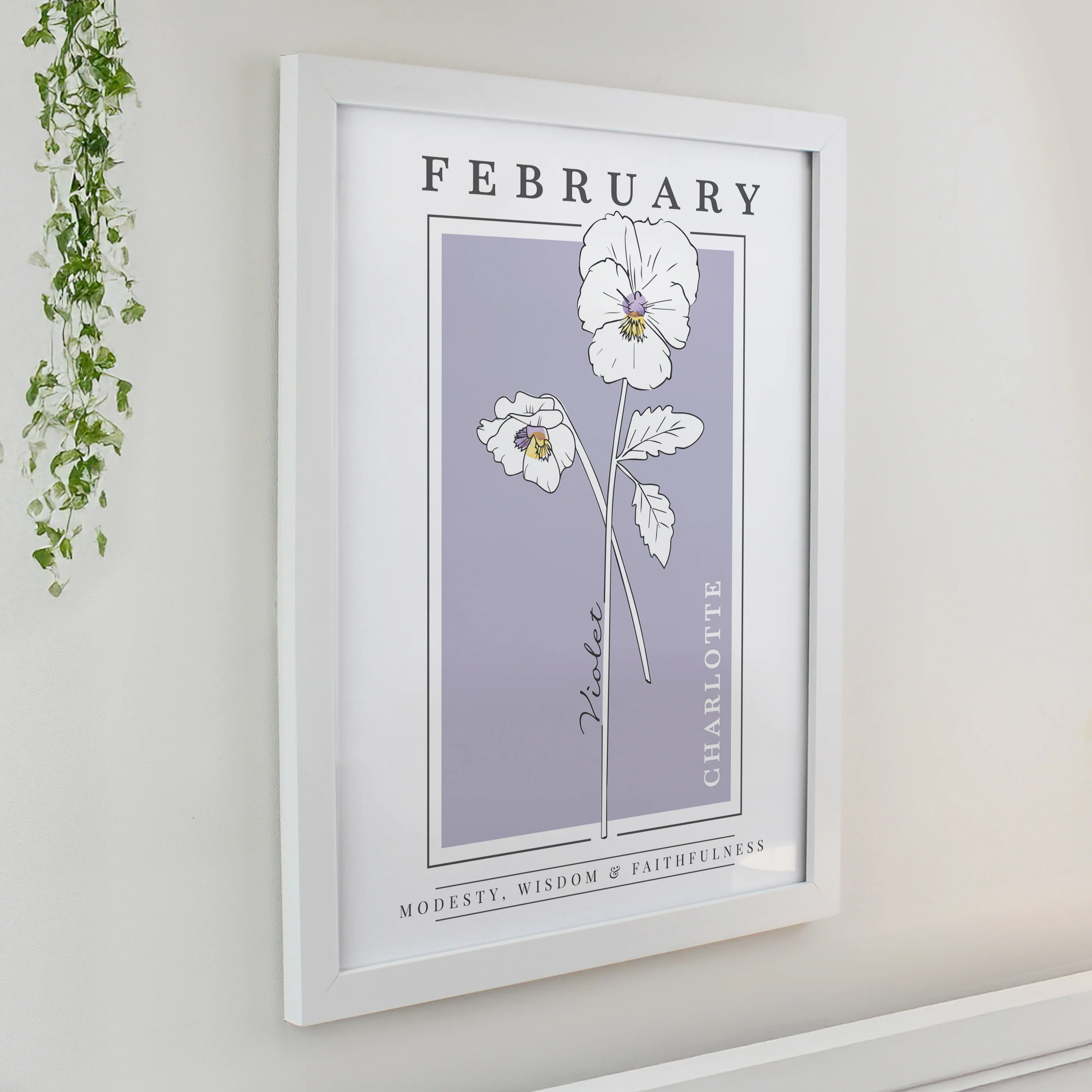 Personalised Birth Flower White Poster Frame - Image 3