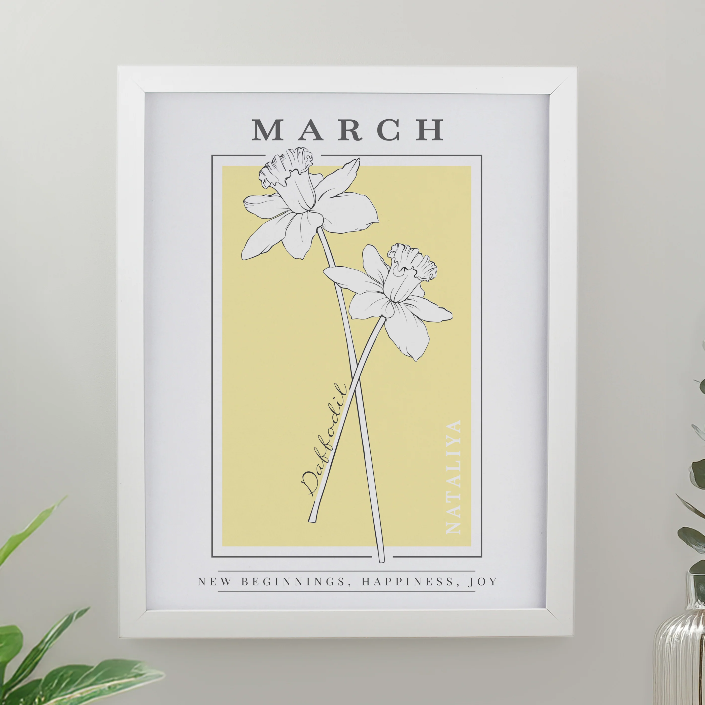 Personalised Birth Flower White Poster Frame - Image 4